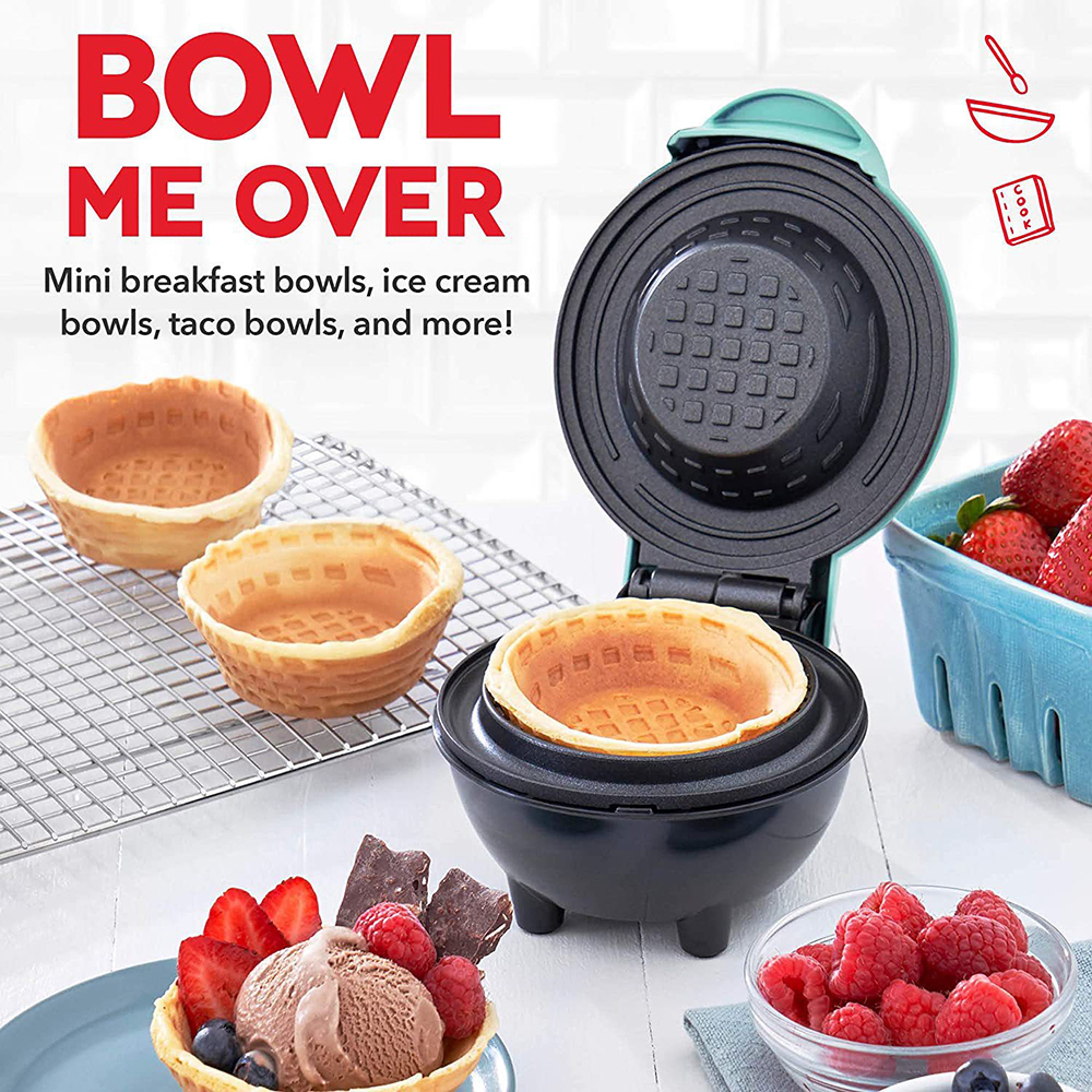 Mini Waffle Bowl Maker Breakfast Machine Egg Tart Ice Cream  Egg Roll Maker For Home Kitchen Waffle 1