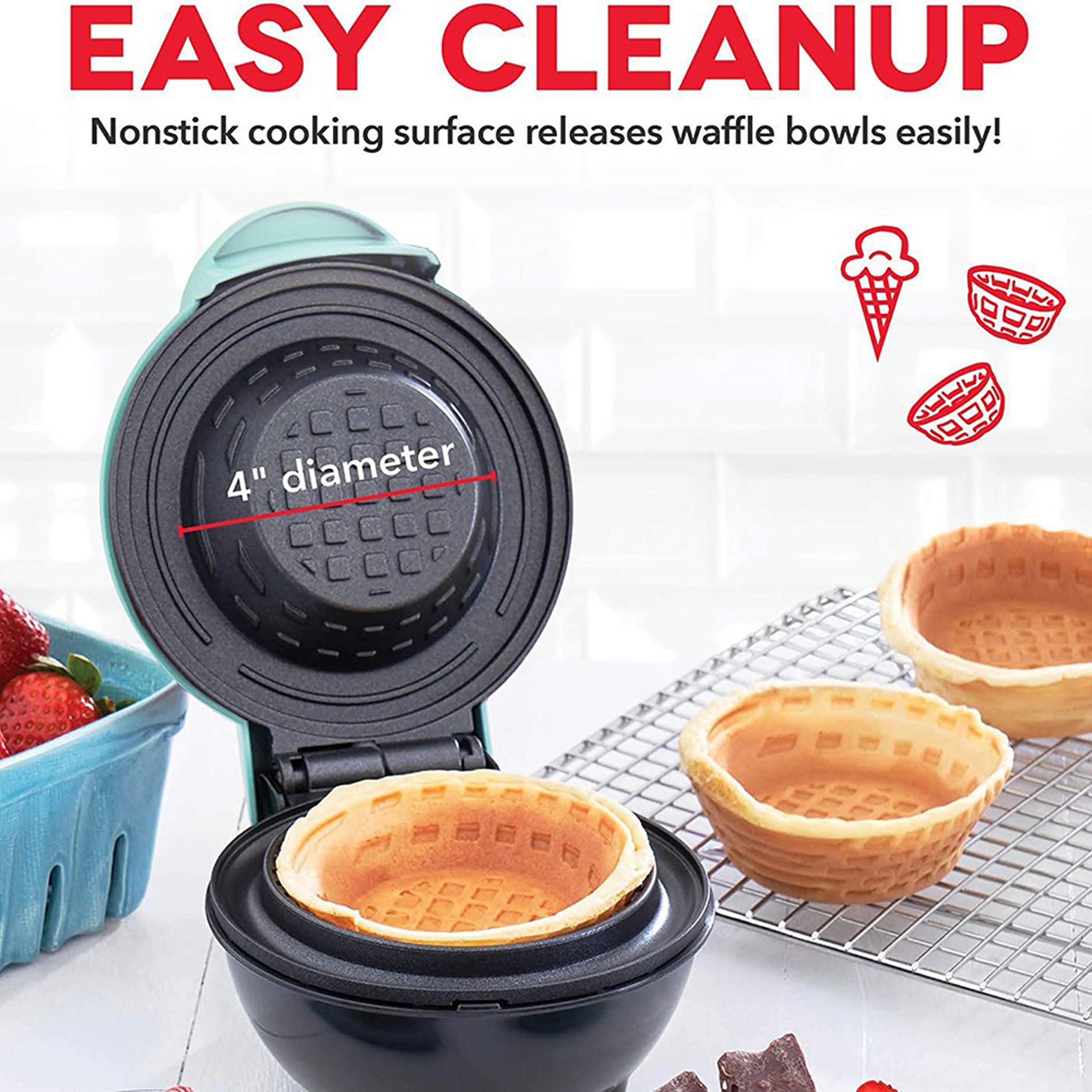 Mini Waffle Bowl Maker Breakfast Machine Egg Tart Ice Cream  Egg Roll Maker For Home Kitchen Waffle 2