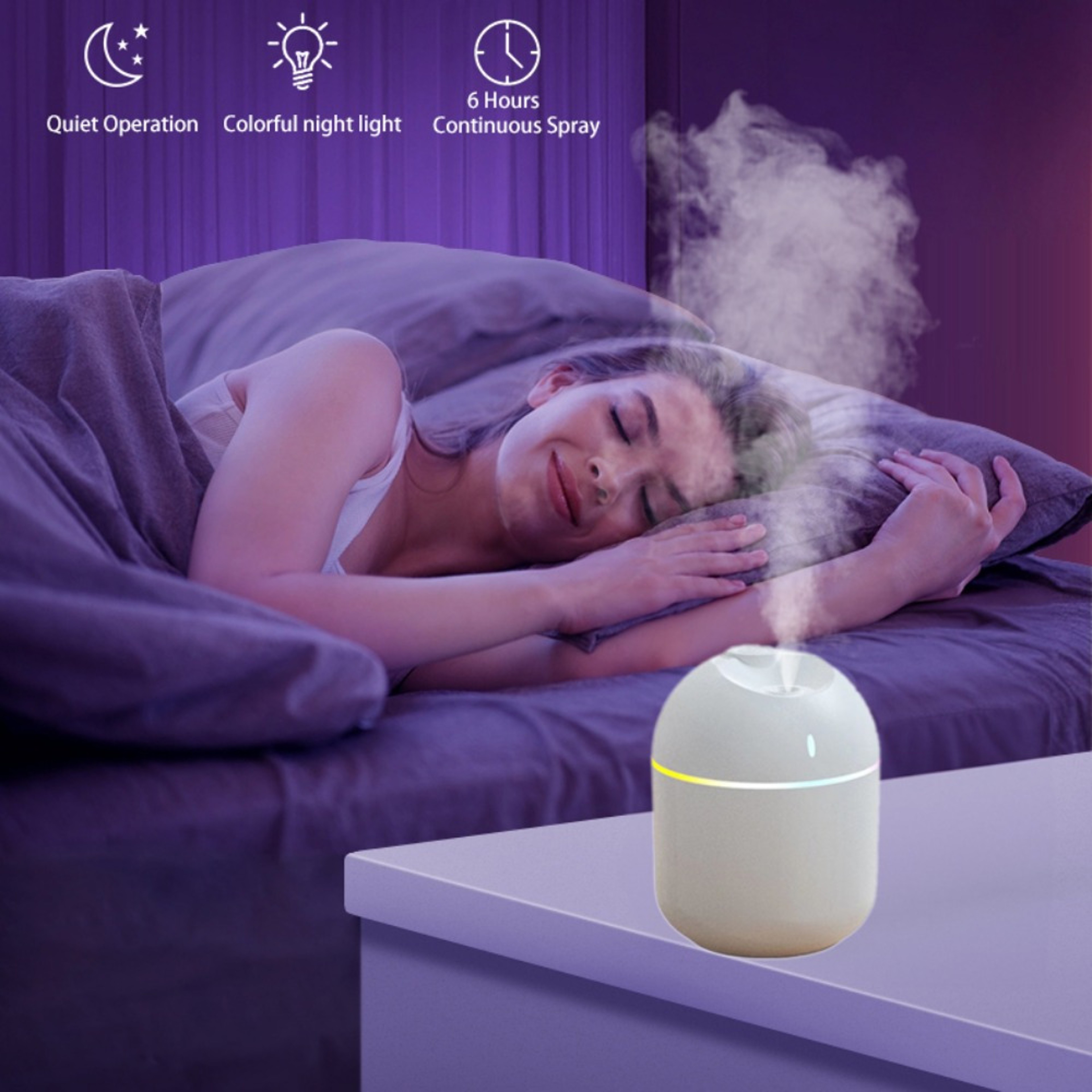 Air Humidifier Cool Mist, Aroma Diffuser, LED Night Light, USB Humidificador for Home Office – view 3