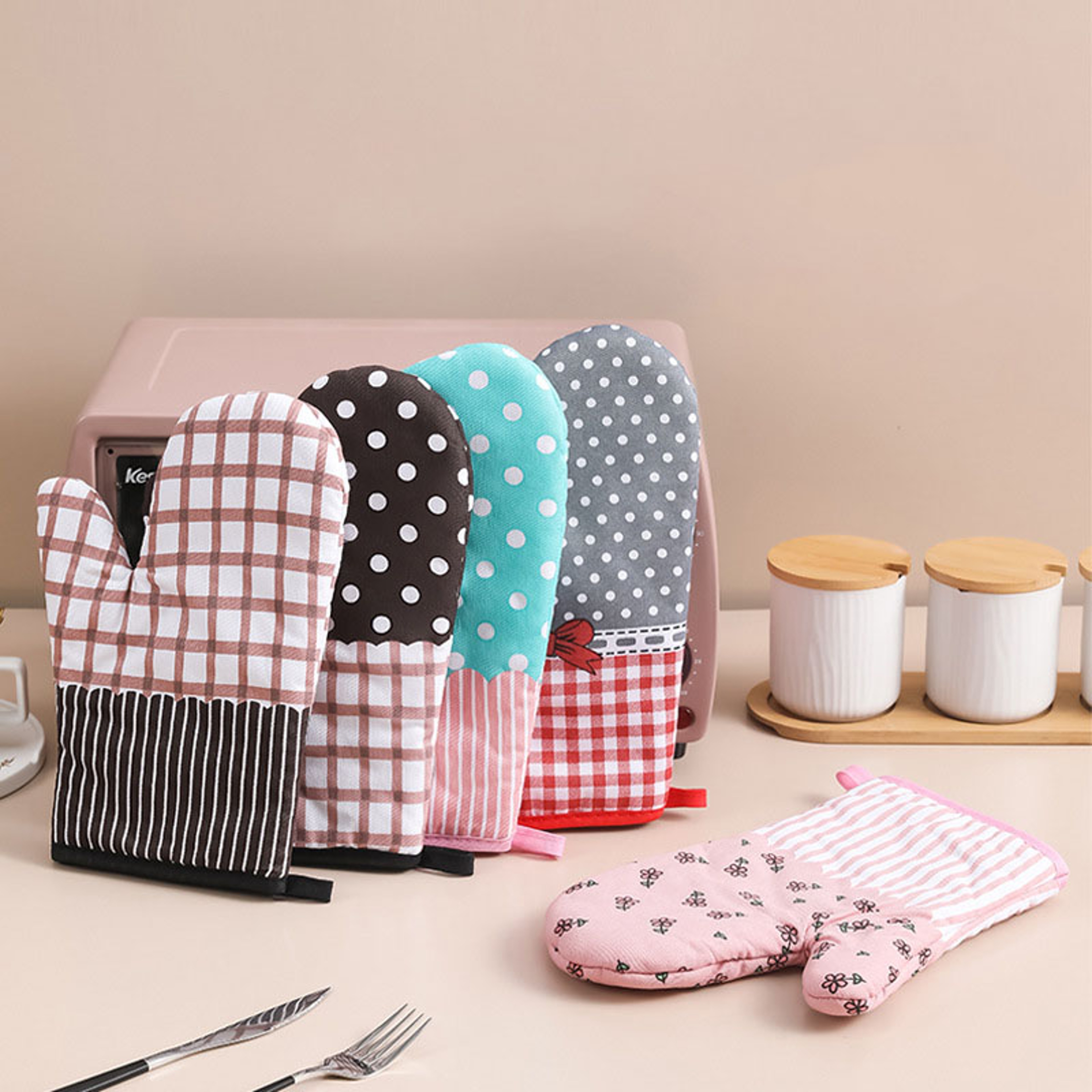 Household Thickened Heat Insulation Gloves Baking High Temperature Resistant Kitchen Oven Microwave 4