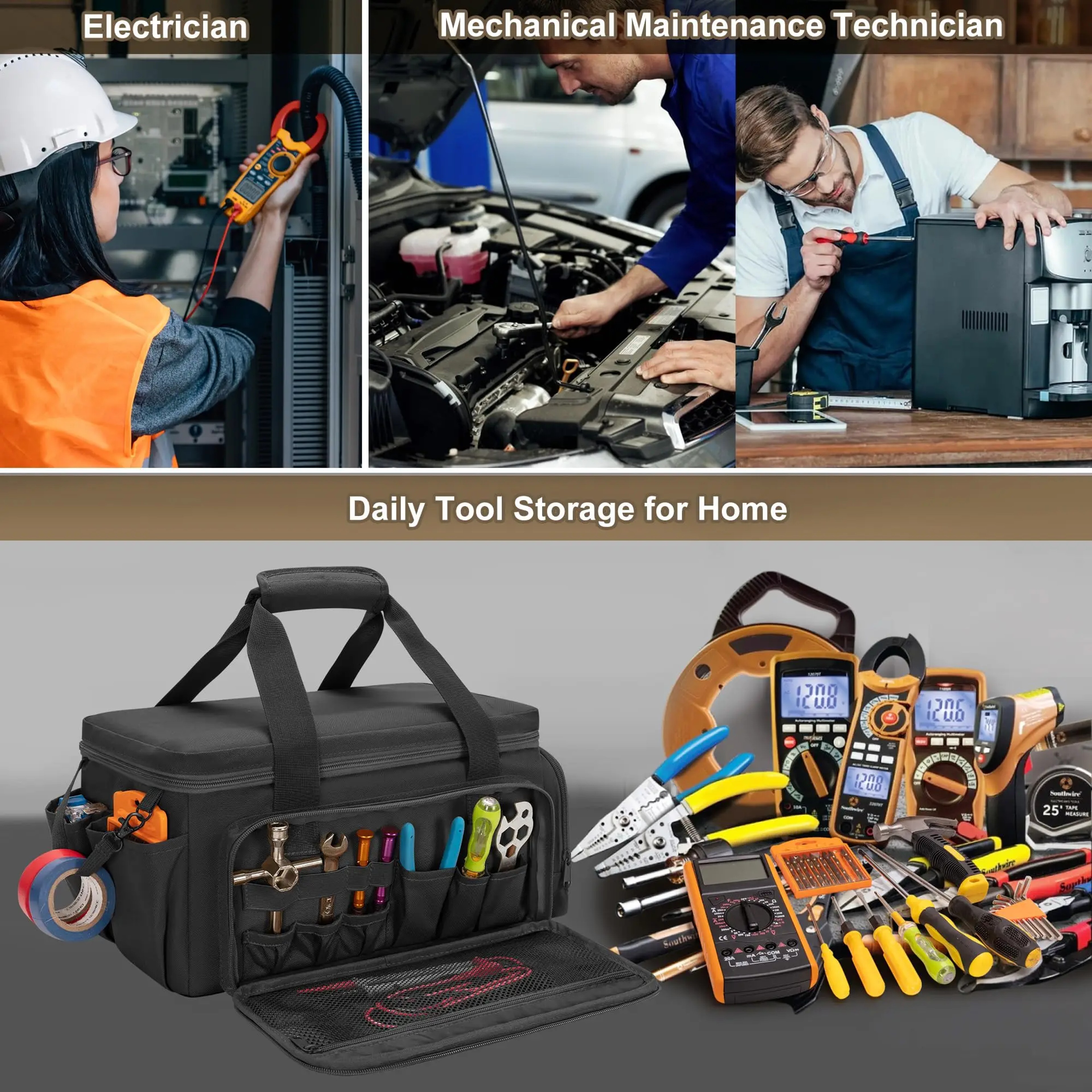 Durable Tactical Tool Bag, Heavy Duty Organizer for Handymen and Carpenters, Non-slip Base, Portable Storage Solution – view 6