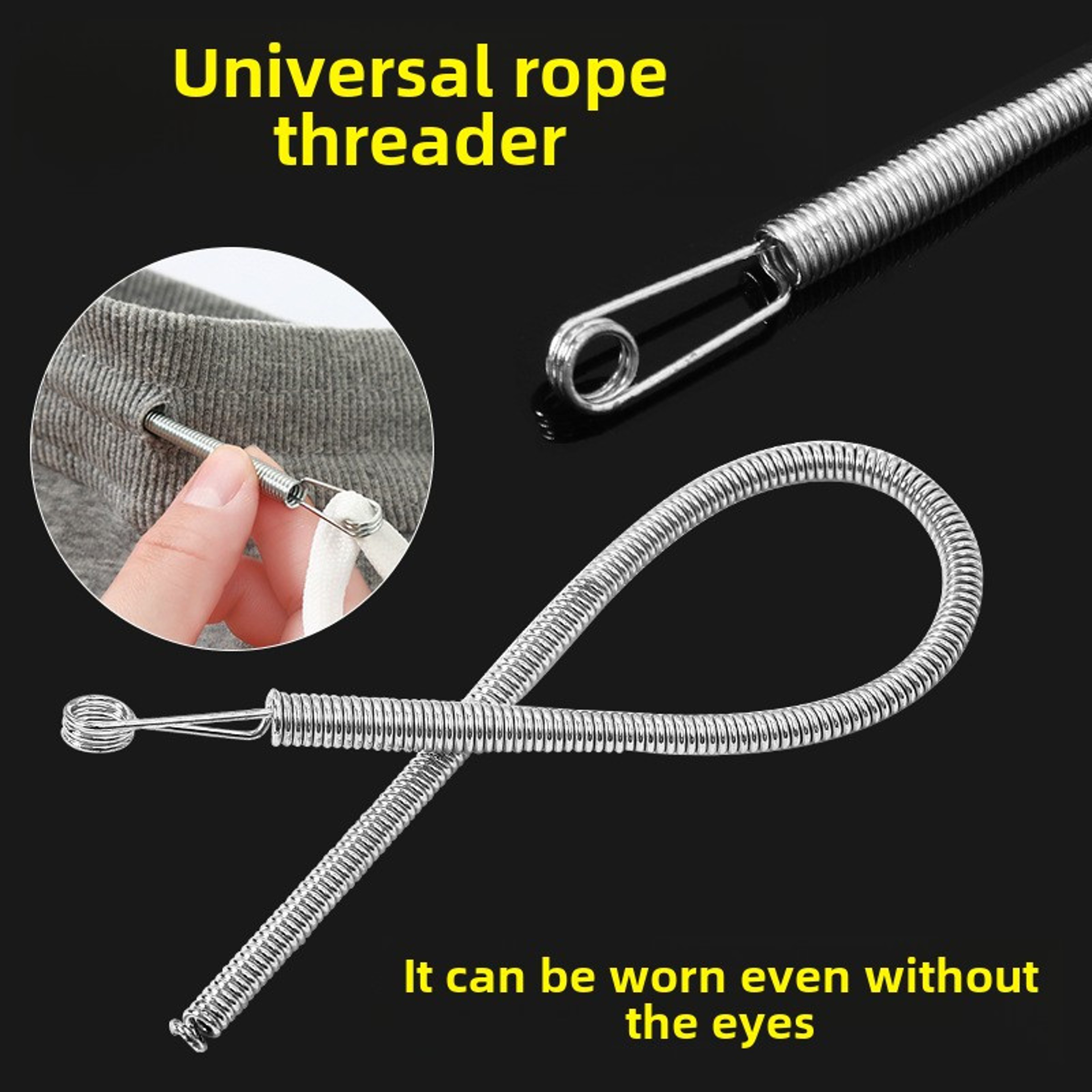 Bendable Spring Drawstring Threader Clip Elastic Band Lace Cord Flexible Drawstring Thread DIY Sewi