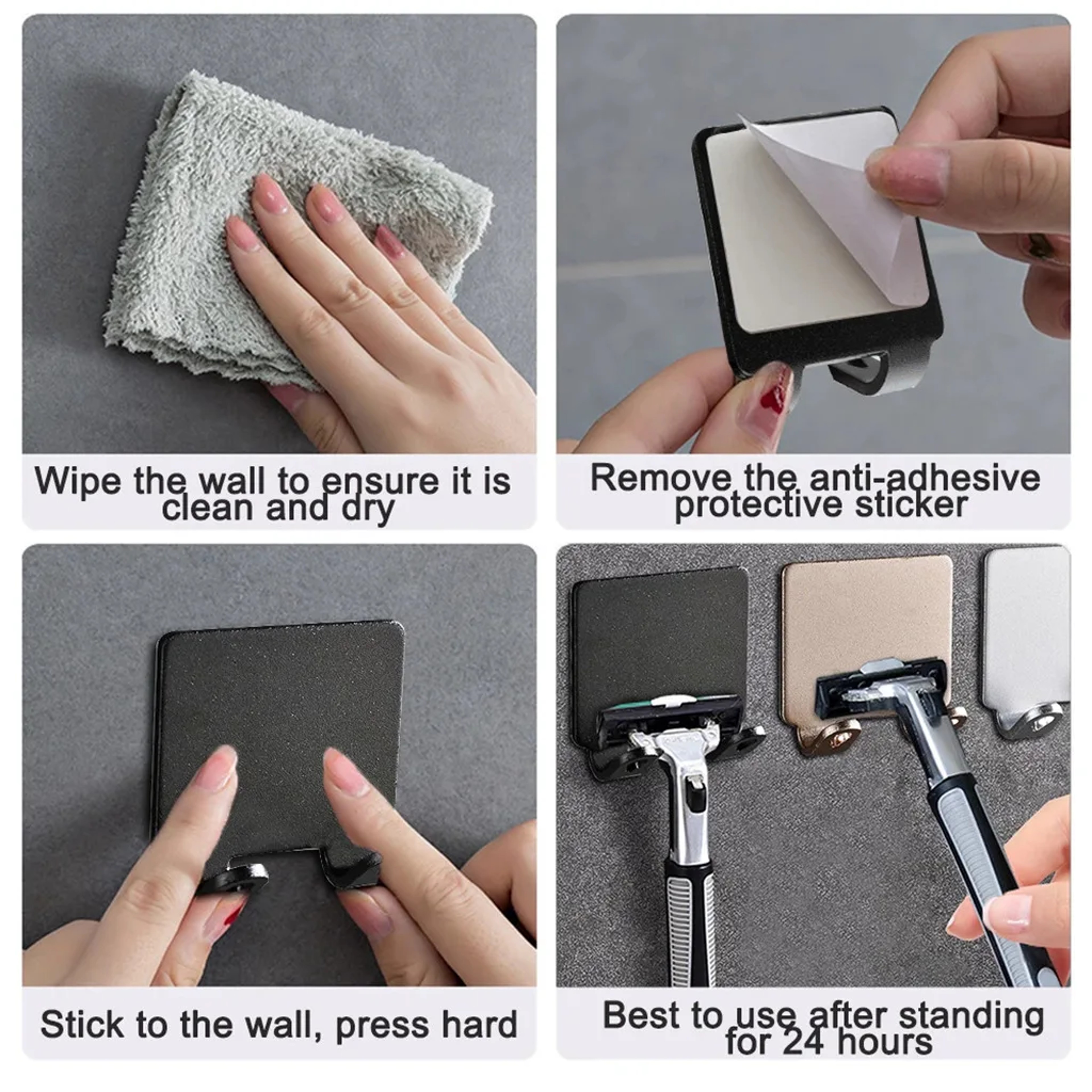 Bathroom Stainless Steel Razor Holder Shaver Shelf Wall Hook PunchFree Organizer Mens Shaving Rack  4