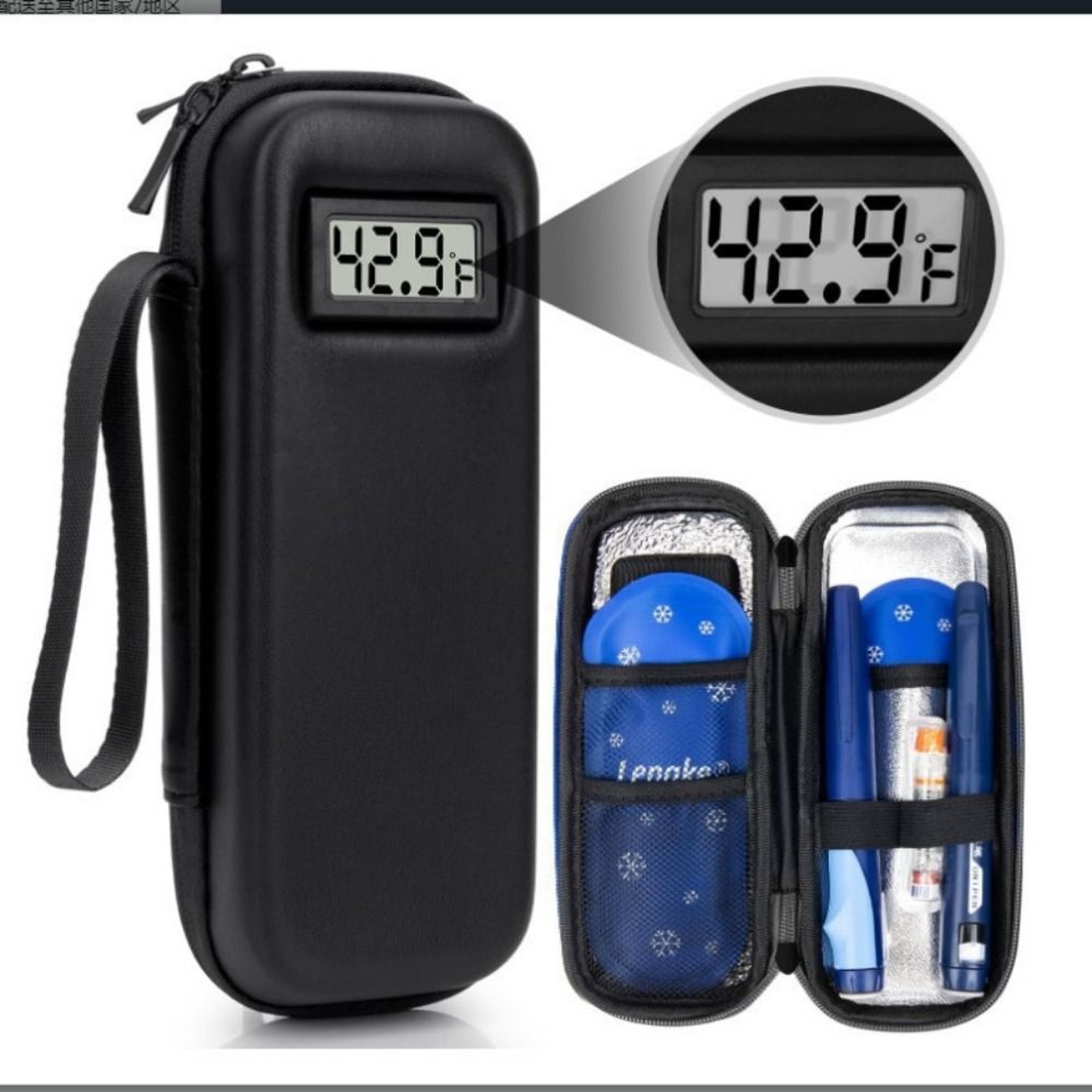 Waterproof Insulin Cooler Travel Case Reusable Medicine Organizer Portable Insulated With Thermomet 3
