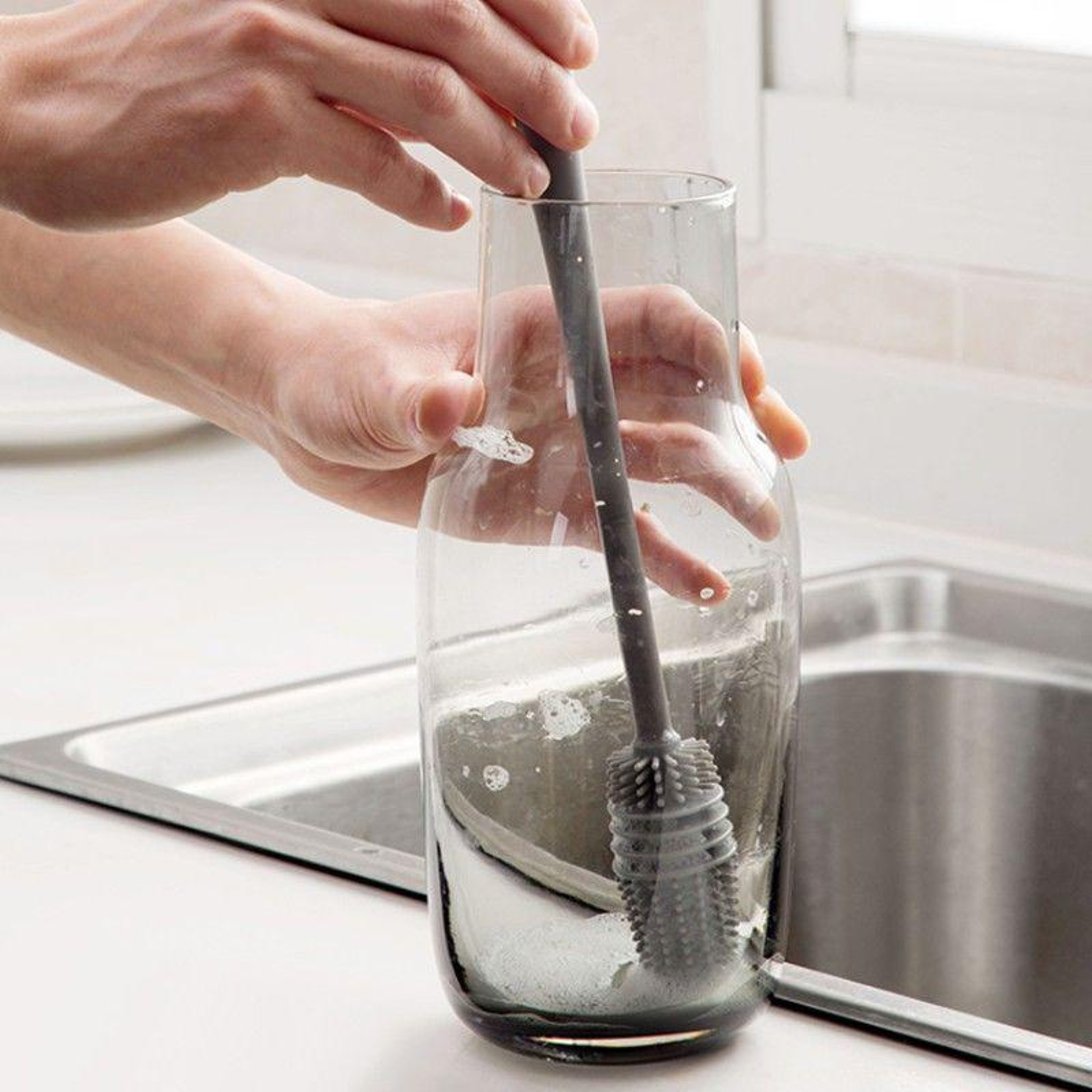 Silicone Milk Bottle Brush Long Handle Cup Scrubber For Glass Cleaner 2