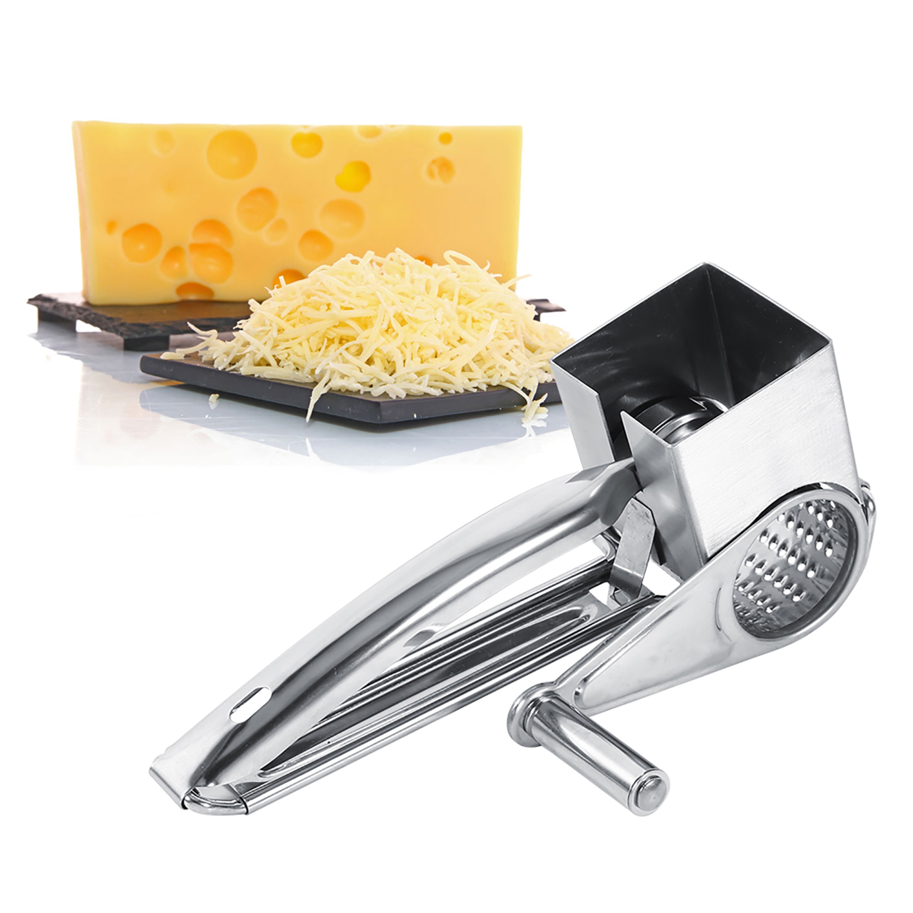 Multifunctional Kitchen Craft Rotary Stainless Steel Cheese Grater, Drums Slice Shred Tool for Easy Meal Preparation – view 3