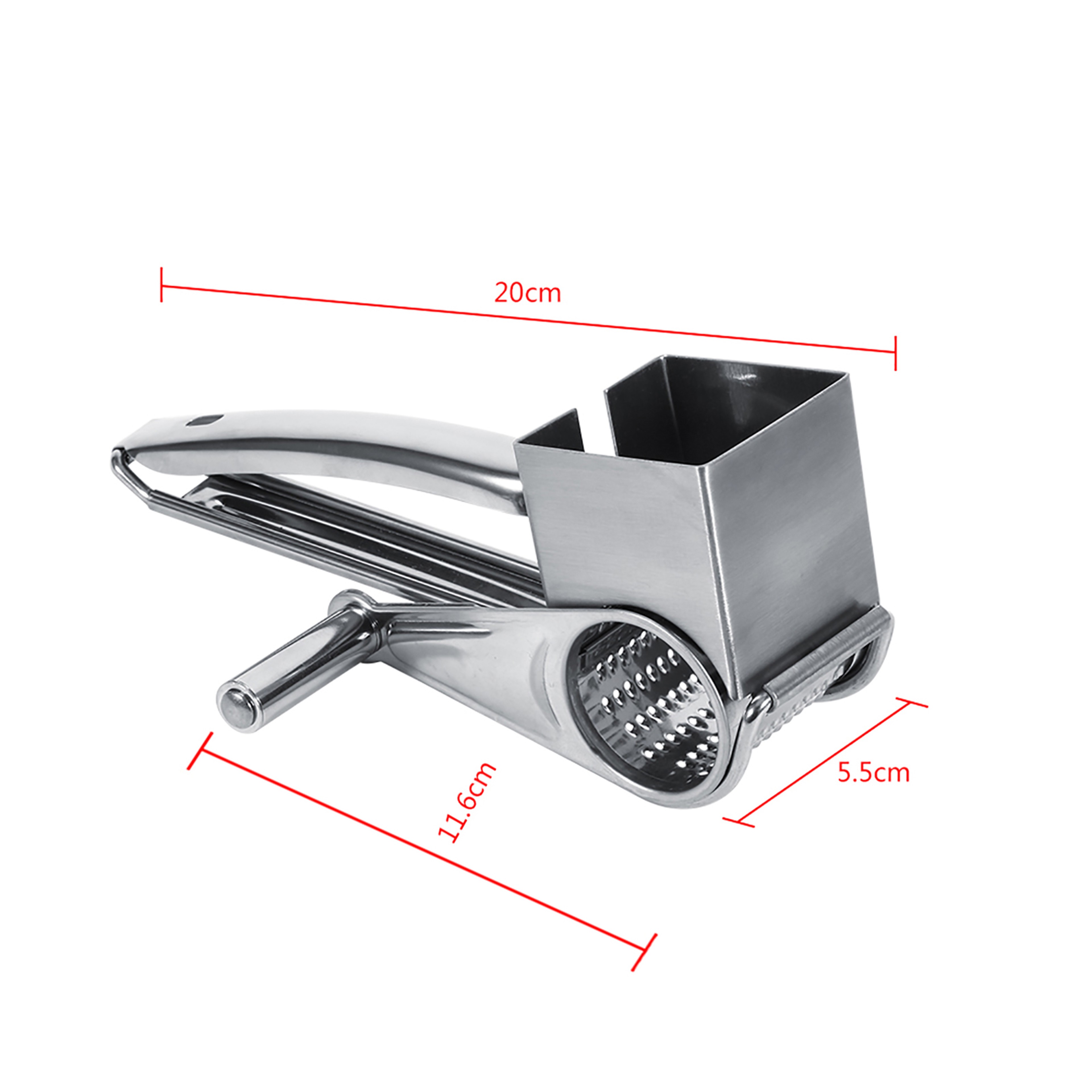 Multifunctional Kitchen Craft Rotary Stainless Steel Cheese Grater, Drums Slice Shred Tool for Easy Meal Preparation – view 5