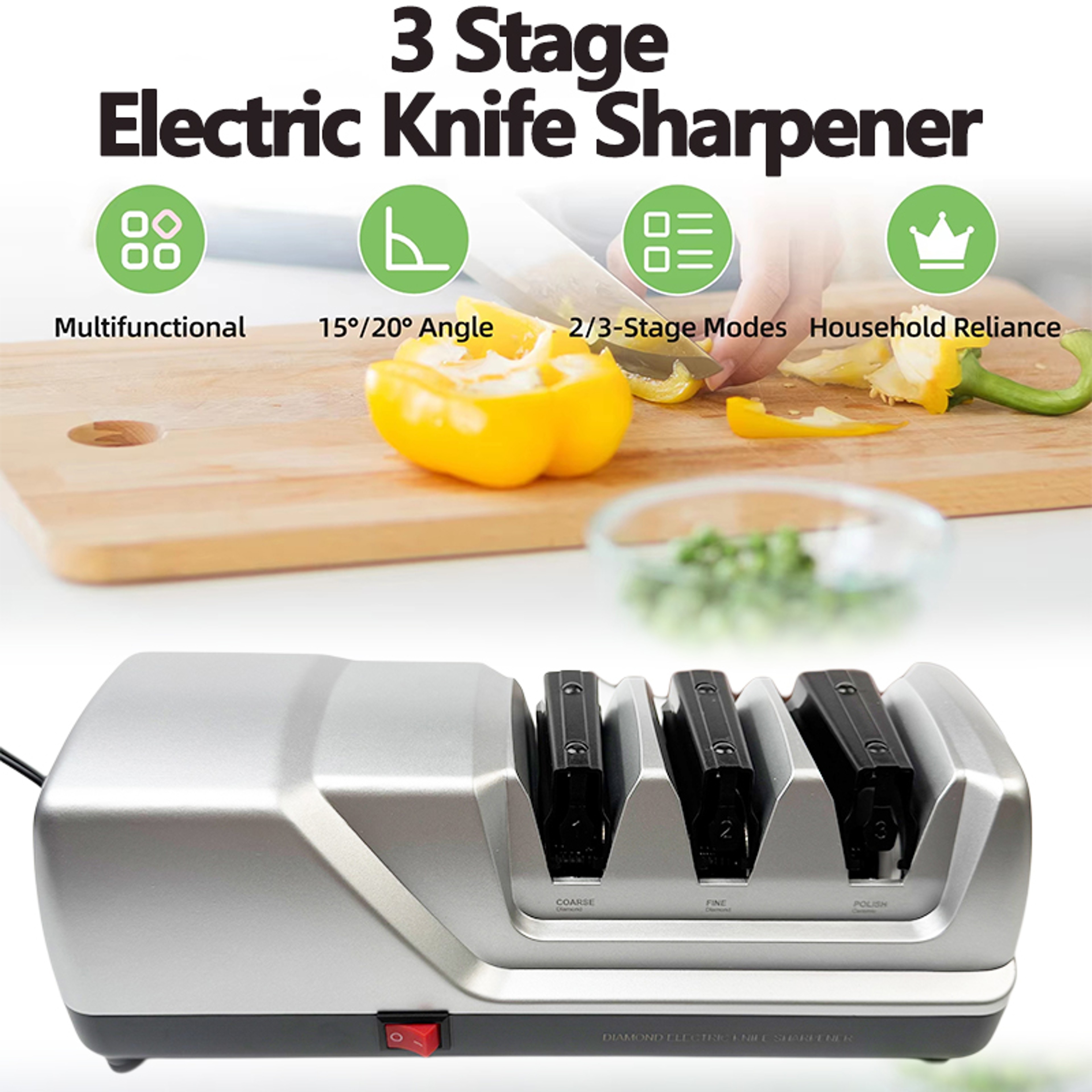 Diamond Wheel Knife Sharpener Angles Coarse Fine Ceramic Stages For Fast Safe Sharpening 2