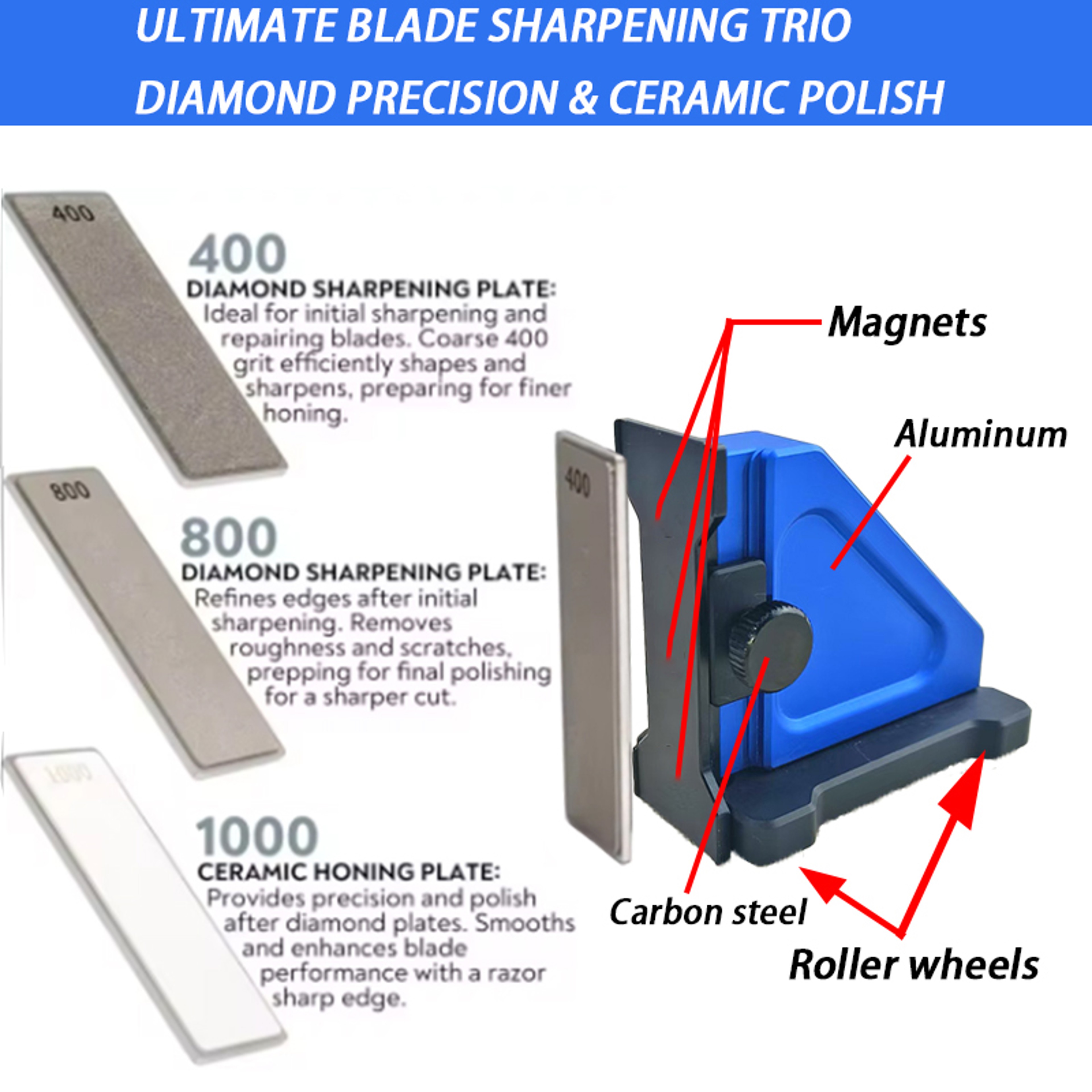 Professional Fixed Angle Apex Knife Sharpener, Kitchen Knife Tools with Diamond Stones Set – view 4