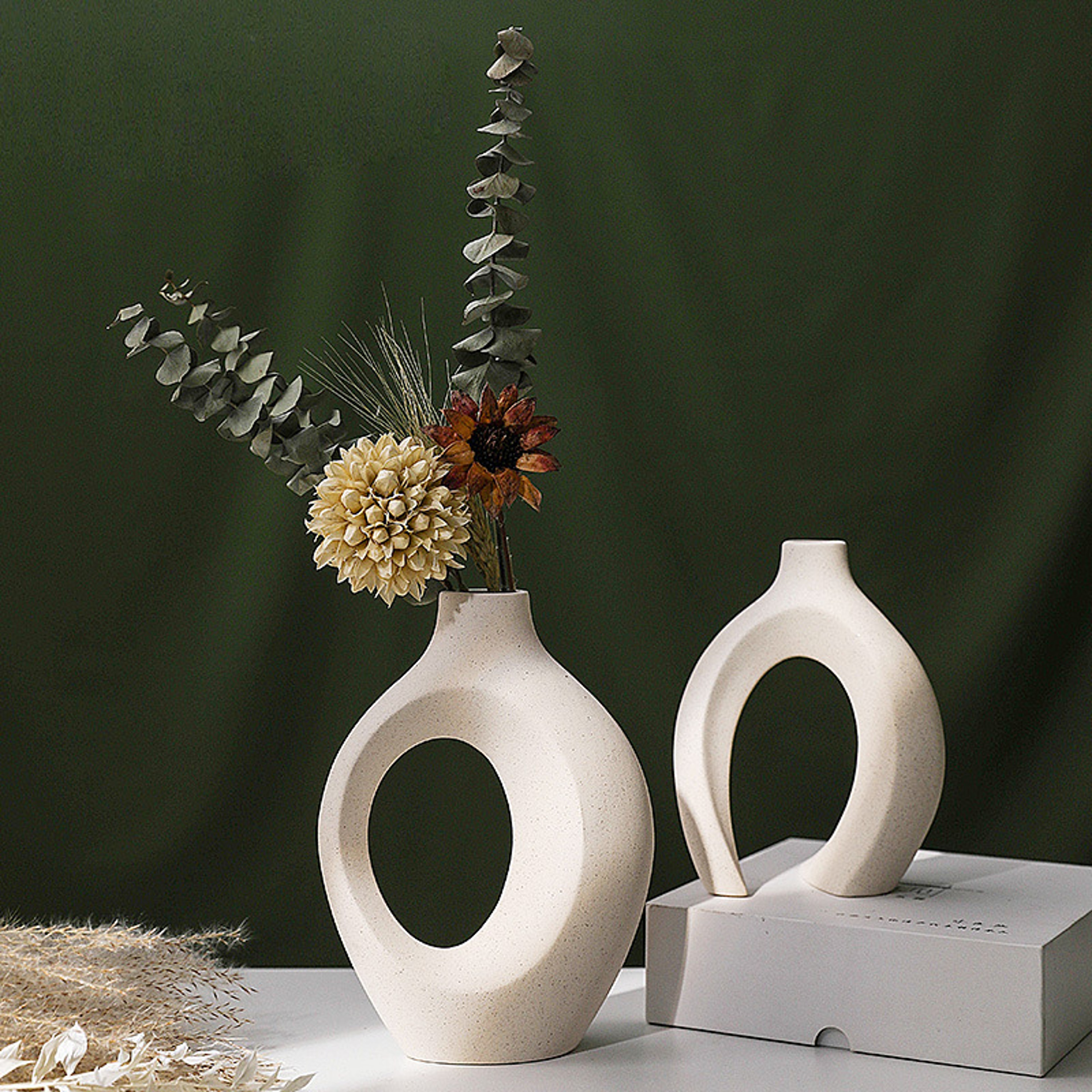 Nordic Ceramic Interlock Vase for Wedding, Bridal Shower, Pampas Grass Home Decoration – view 5