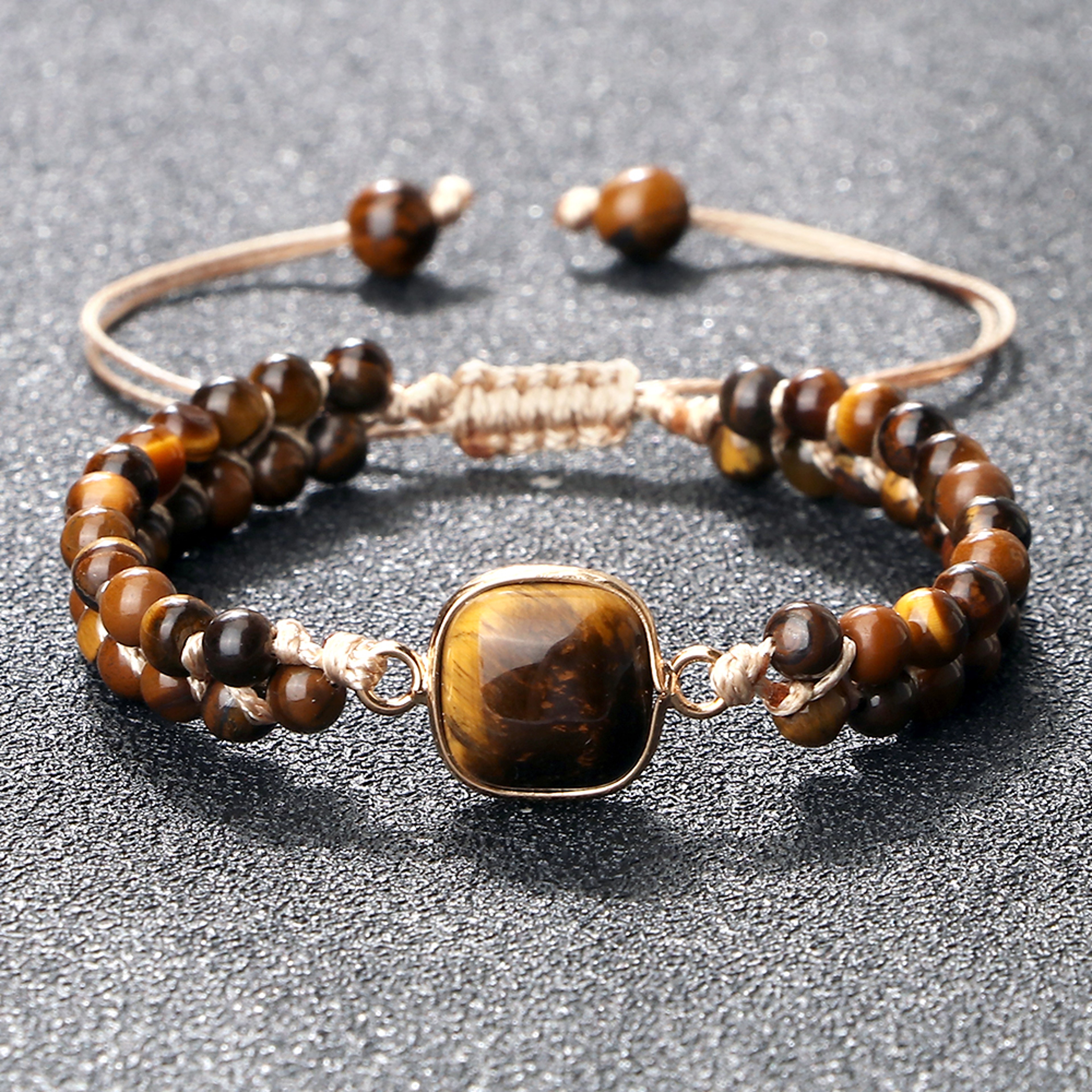 Natural Tiger Eye Stone Bracelet Handmade Beads Yoga Wrap Bracelet, Bangle for Women Men – view 5