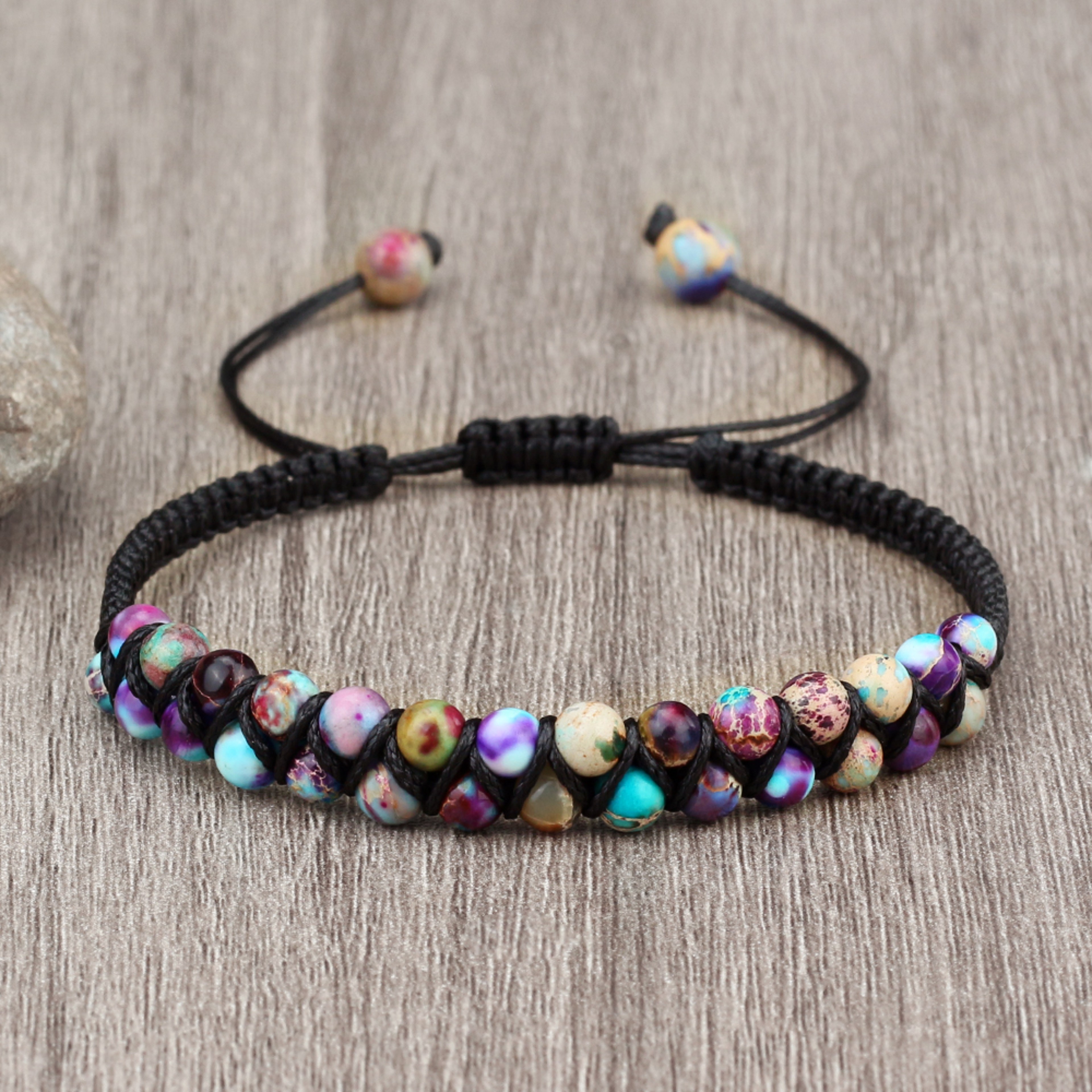 Vintage Natural Stone Beads Bracelets For Women Men Handmade Adjustable Braided Rope Meditation Jew 1