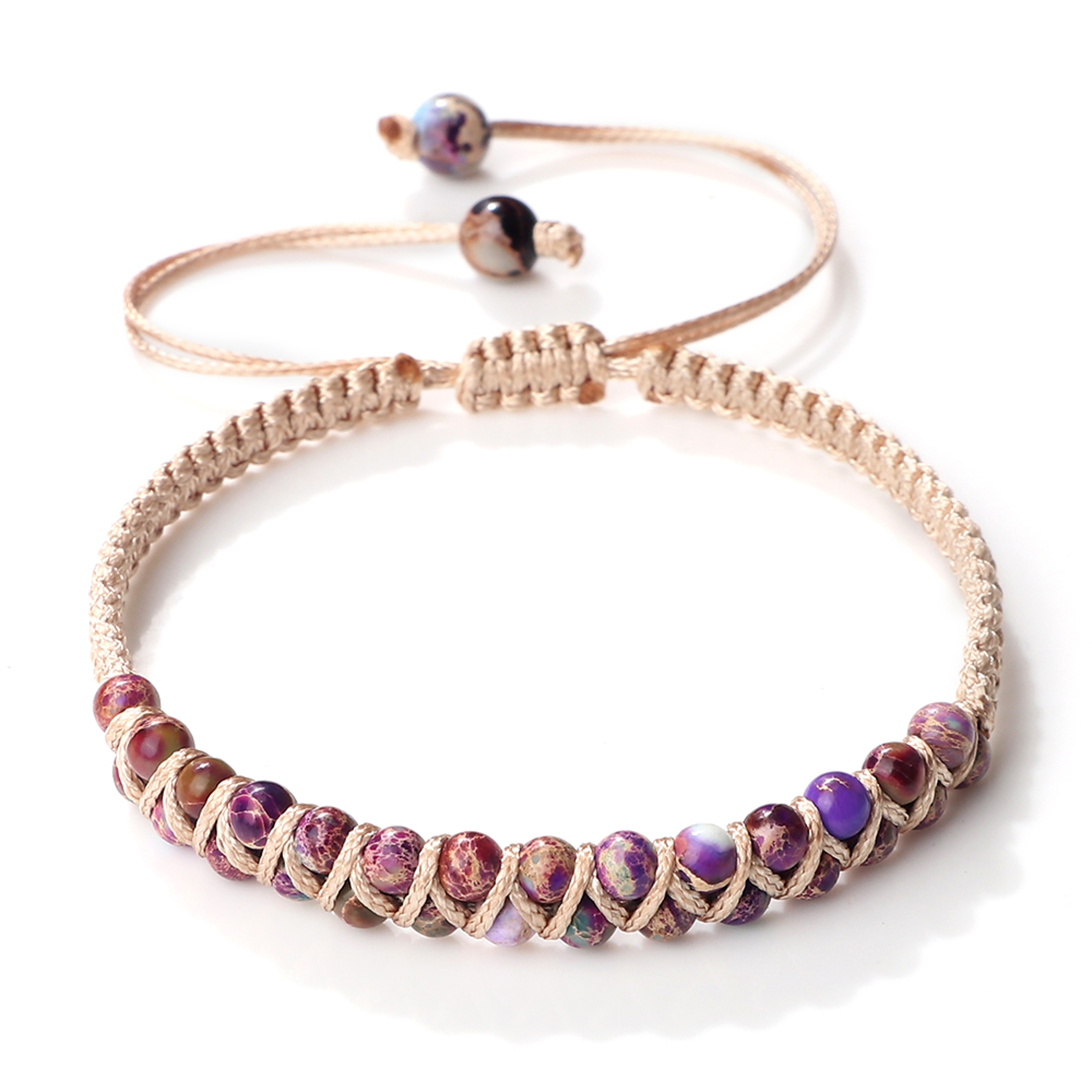 Vintage Natural Stone Beads Bracelets For Women Men Handmade Adjustable Braided Rope Meditation Jew 8