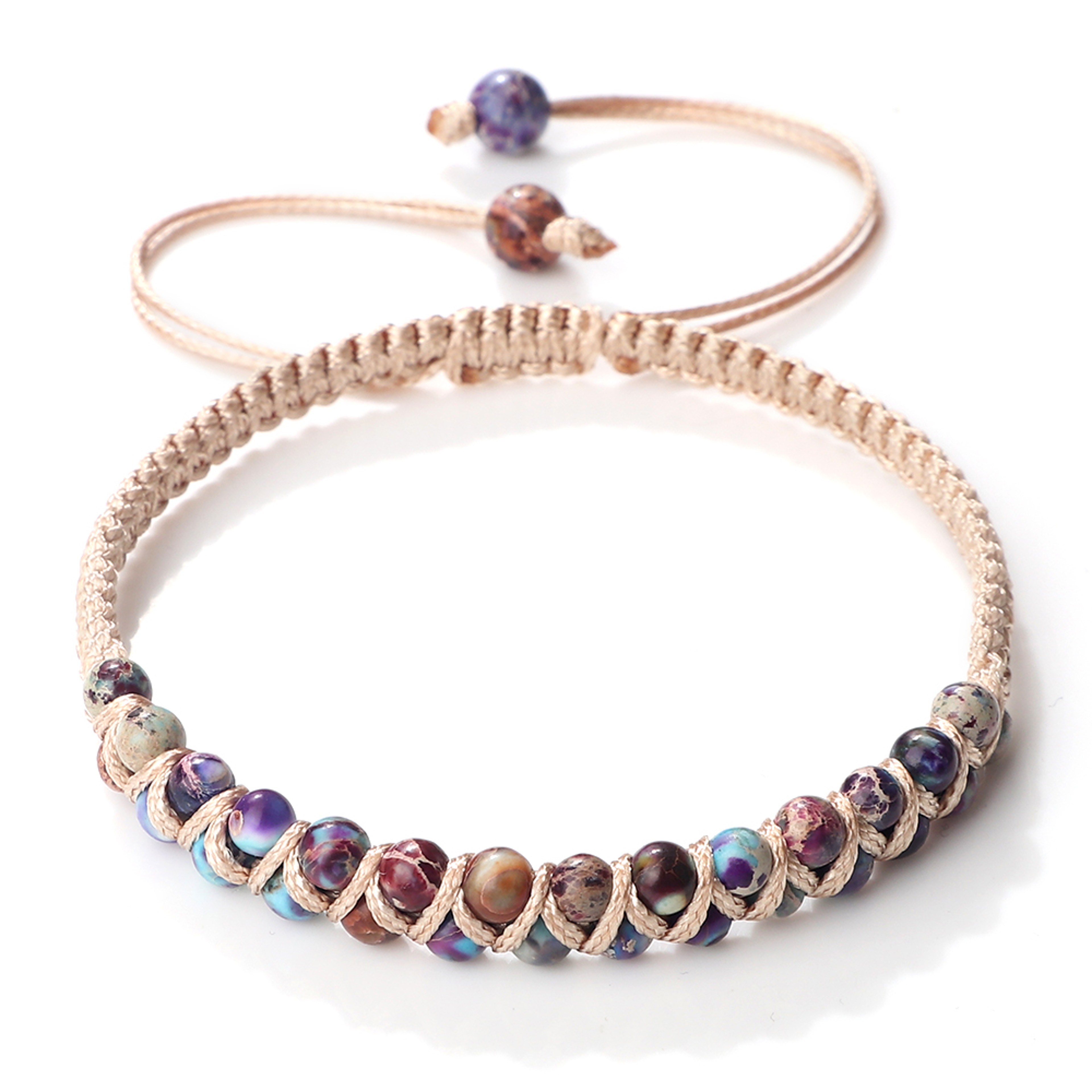 Vintage Natural Stone Beads Bracelets For Women Men Handmade Adjustable Braided Rope Meditation Jew 9