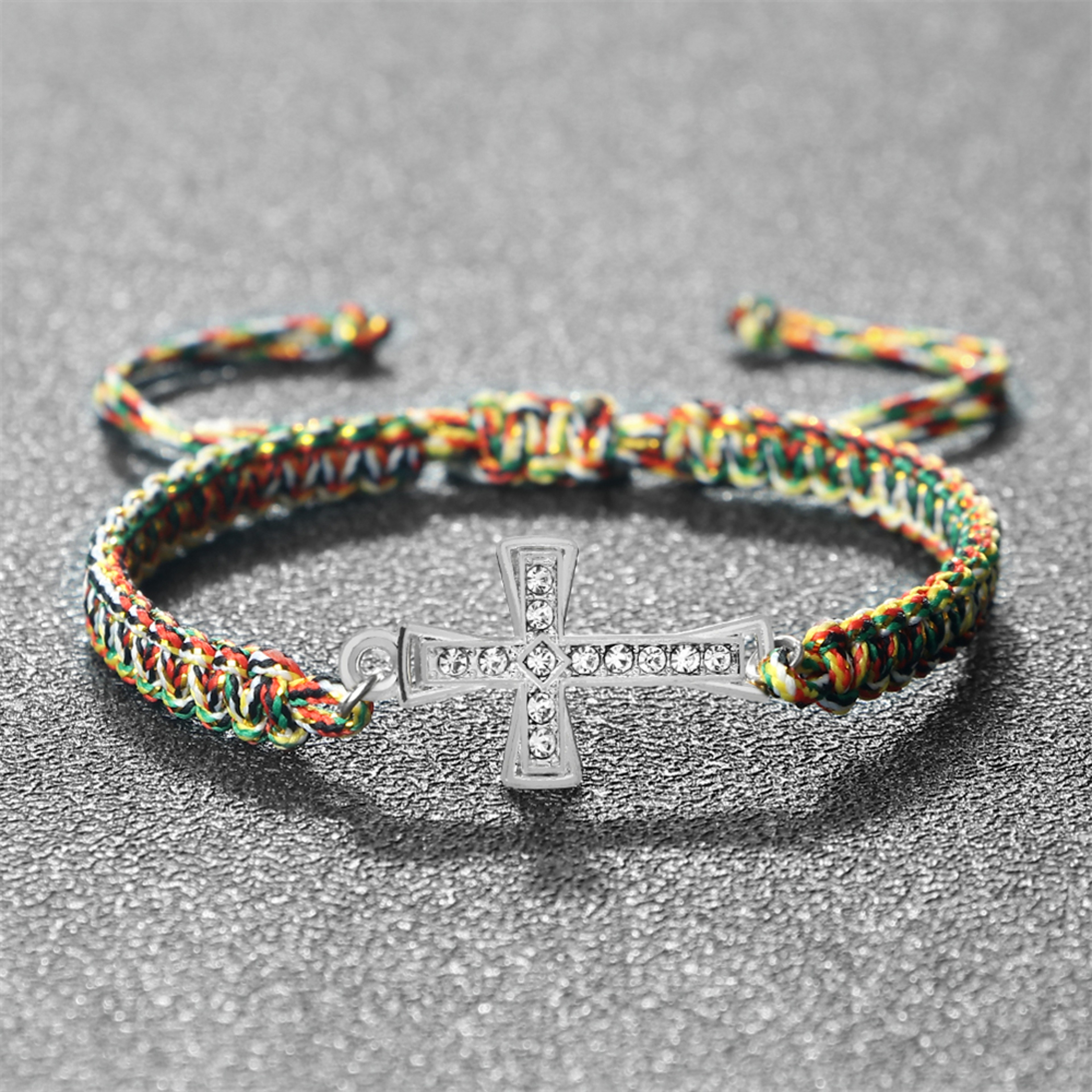 Men Crystal Cross Pendant Bracelet Adjustable Red Black Braided Friendship Jewelry For Women 1