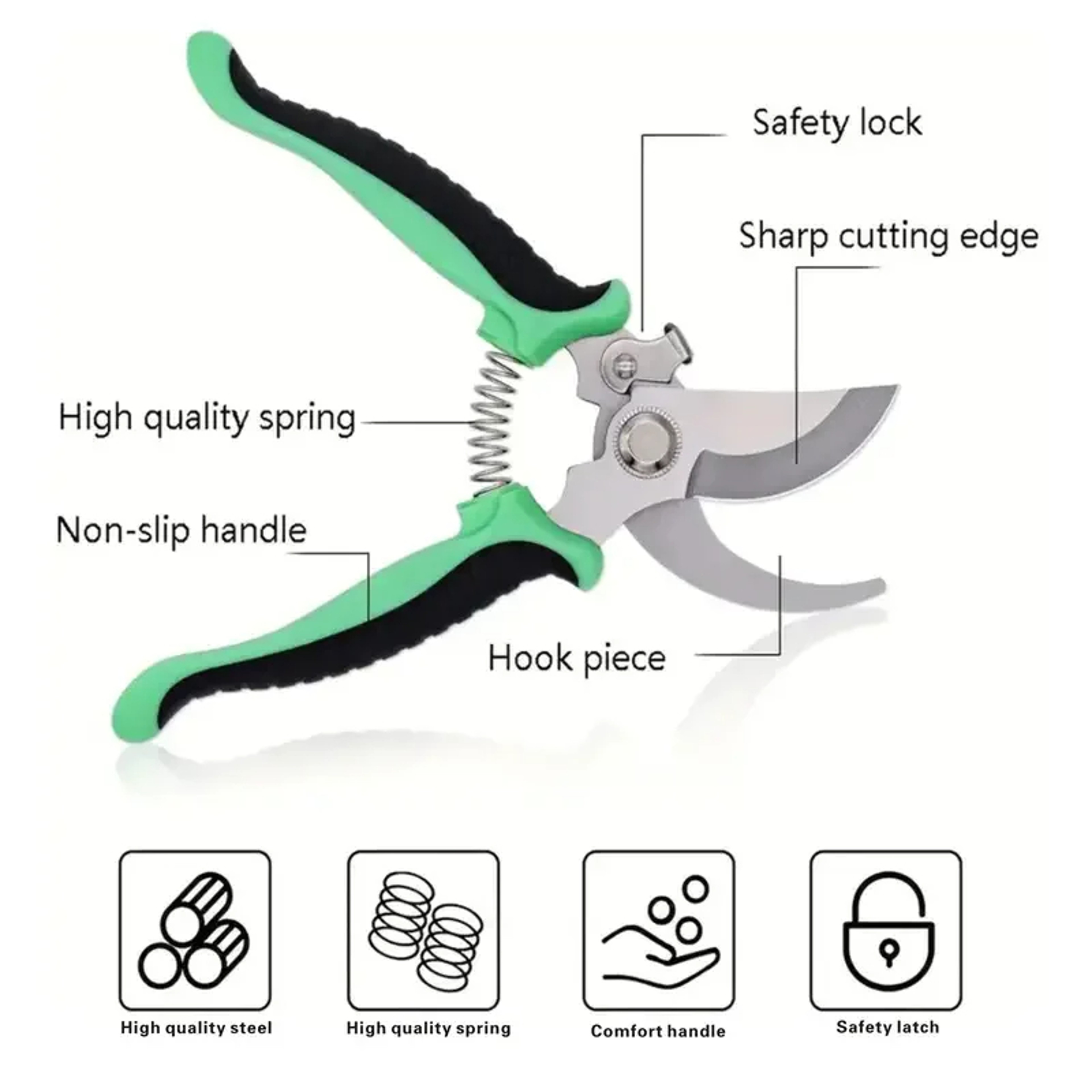 Multifunctional Fruit Scissors with Bird Beak Shape Stainless Steel Blade for Branch Pruning – view 5