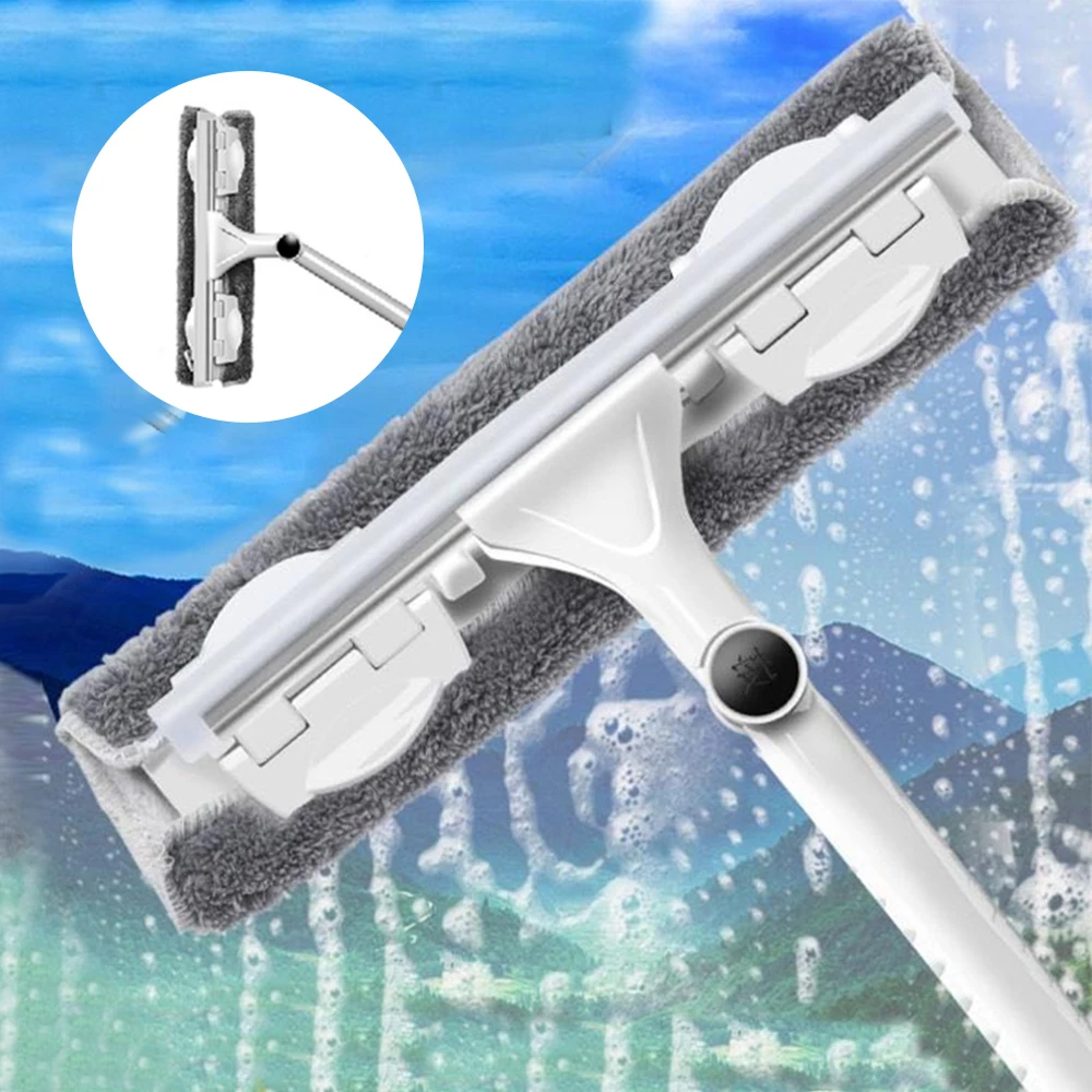 Household Telescopic Window Cleaning Tool Long Handle Brush Glass Washer Mop 1