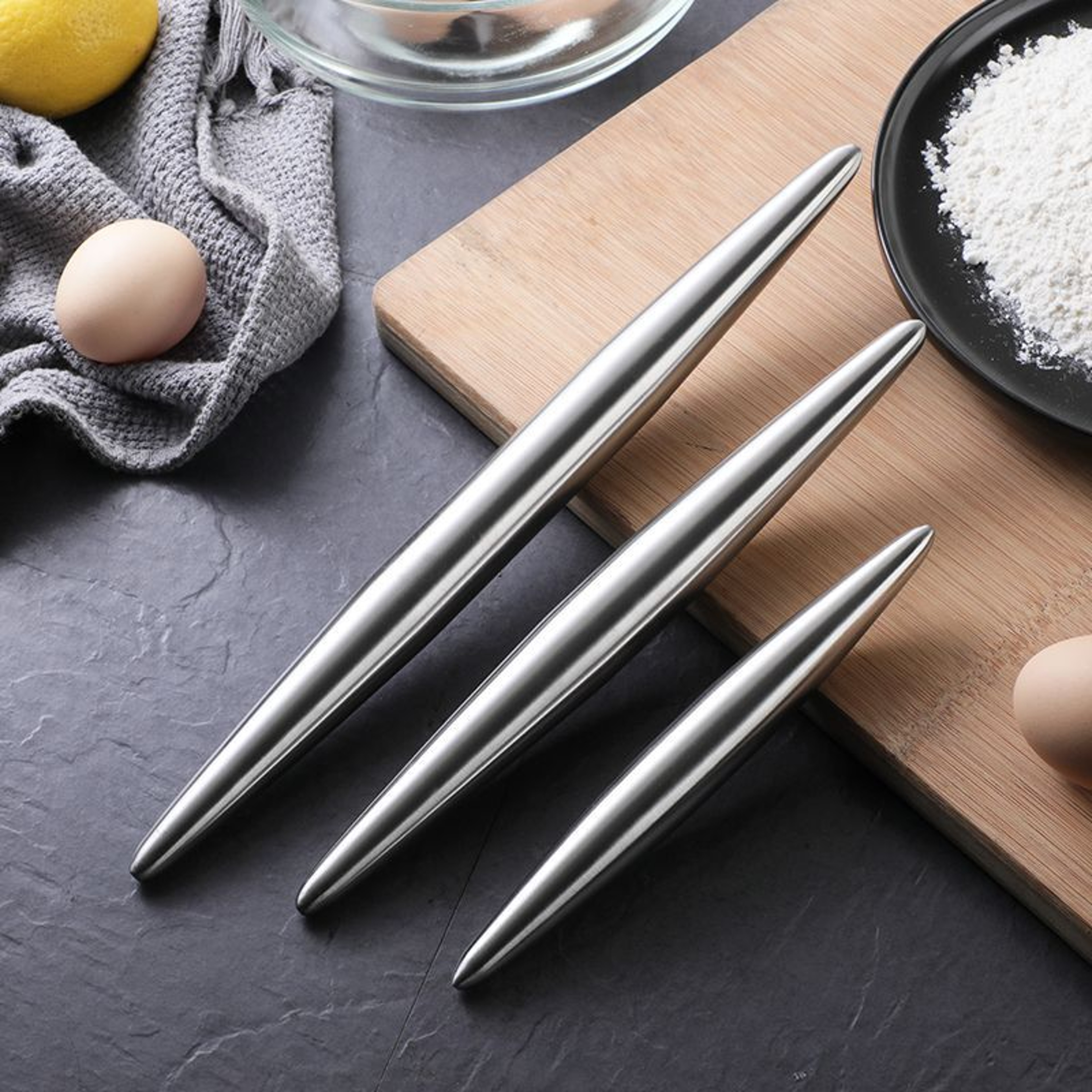 Stainless Steel Rolling Pin Non-Stick for Dough, Pizza, Cookies, Dumplings Kitchen Utensil Baking Tools – view 6