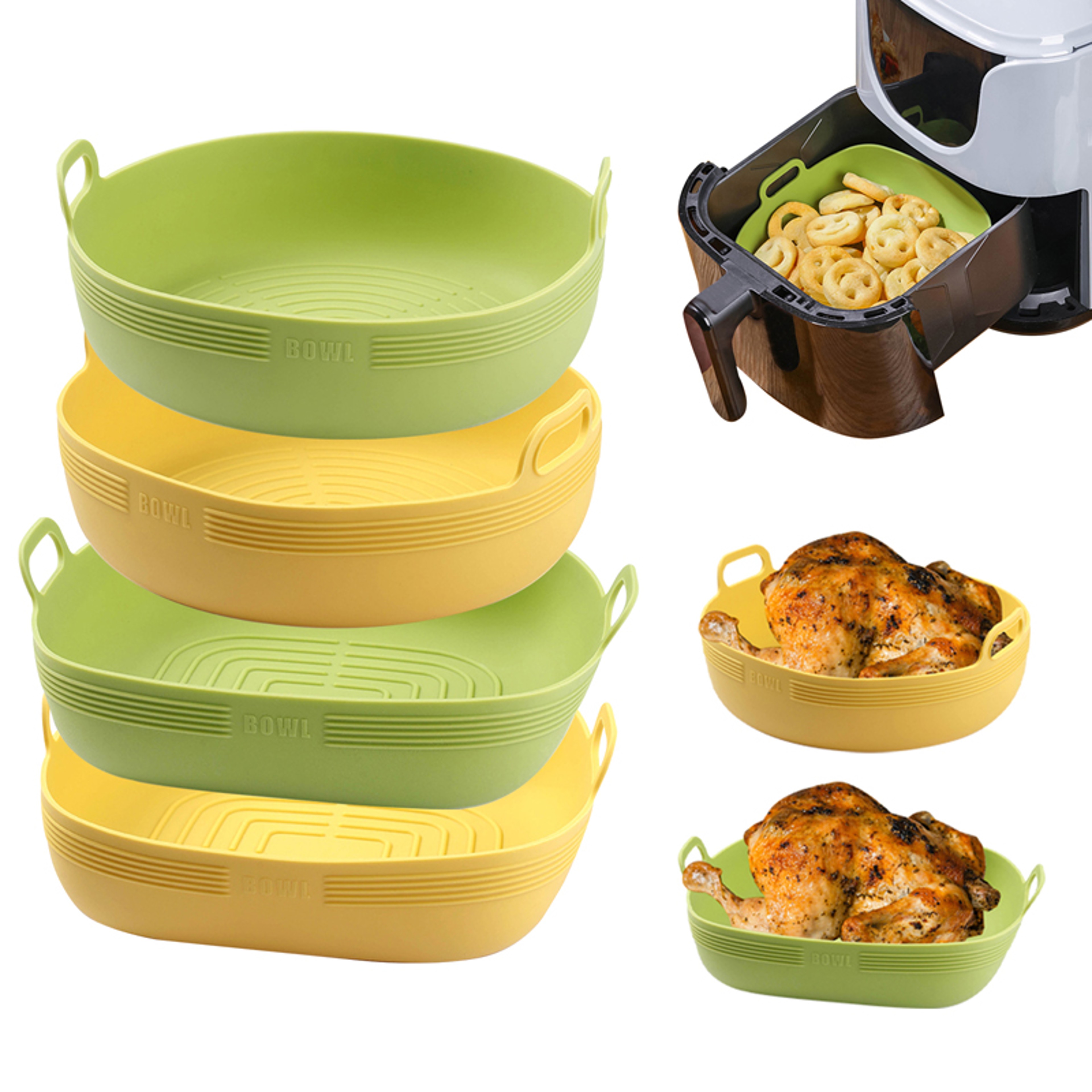 Silicone Air Fryer Accessories, Oven Baking Tray, AirFryer Basket, Silicone Mold Pizza Mat, Round Grill Pan, Replacement – view 3