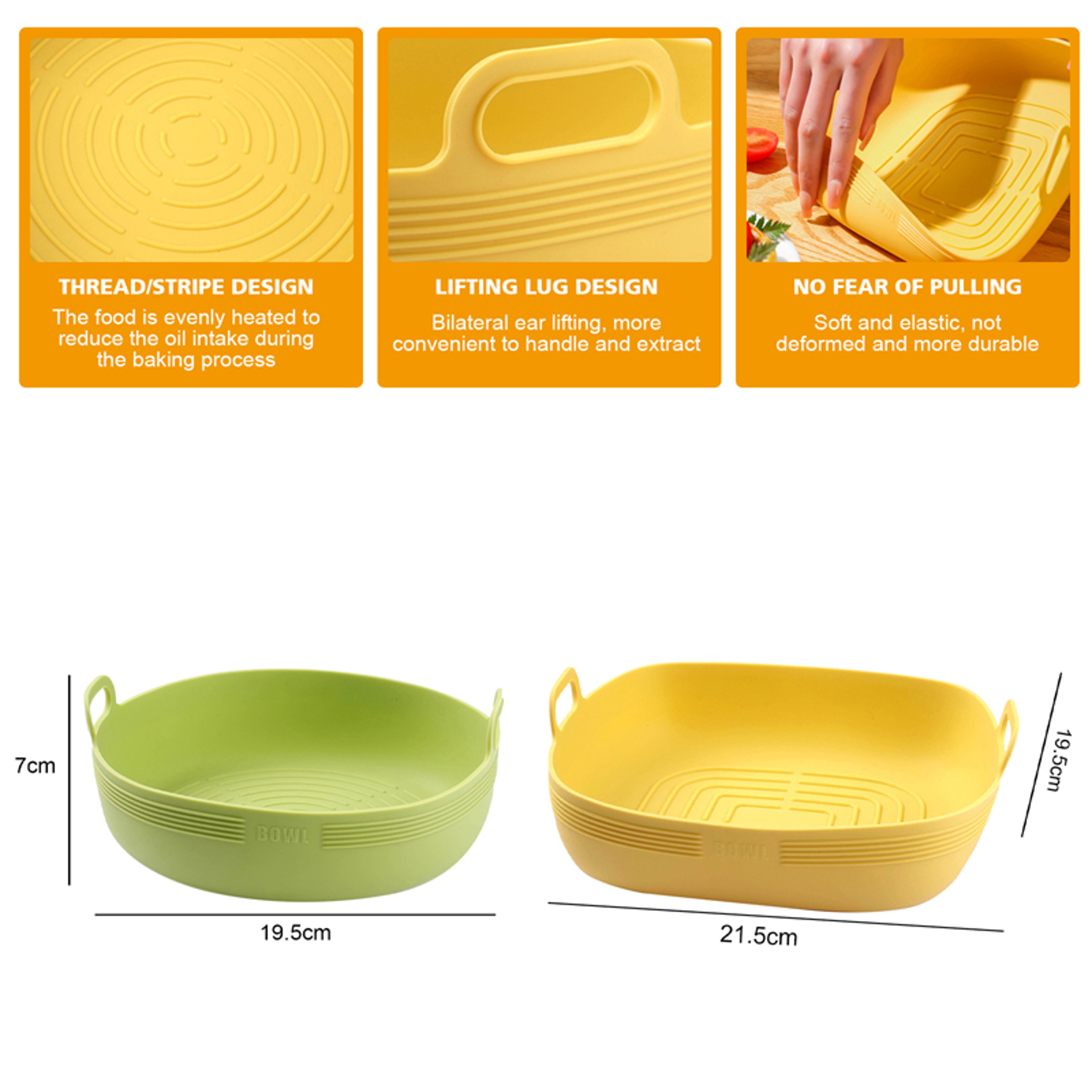 Silicone Air Fryer Accessories, Oven Baking Tray, AirFryer Basket, Silicone Mold Pizza Mat, Round Grill Pan, Replacement – view 6