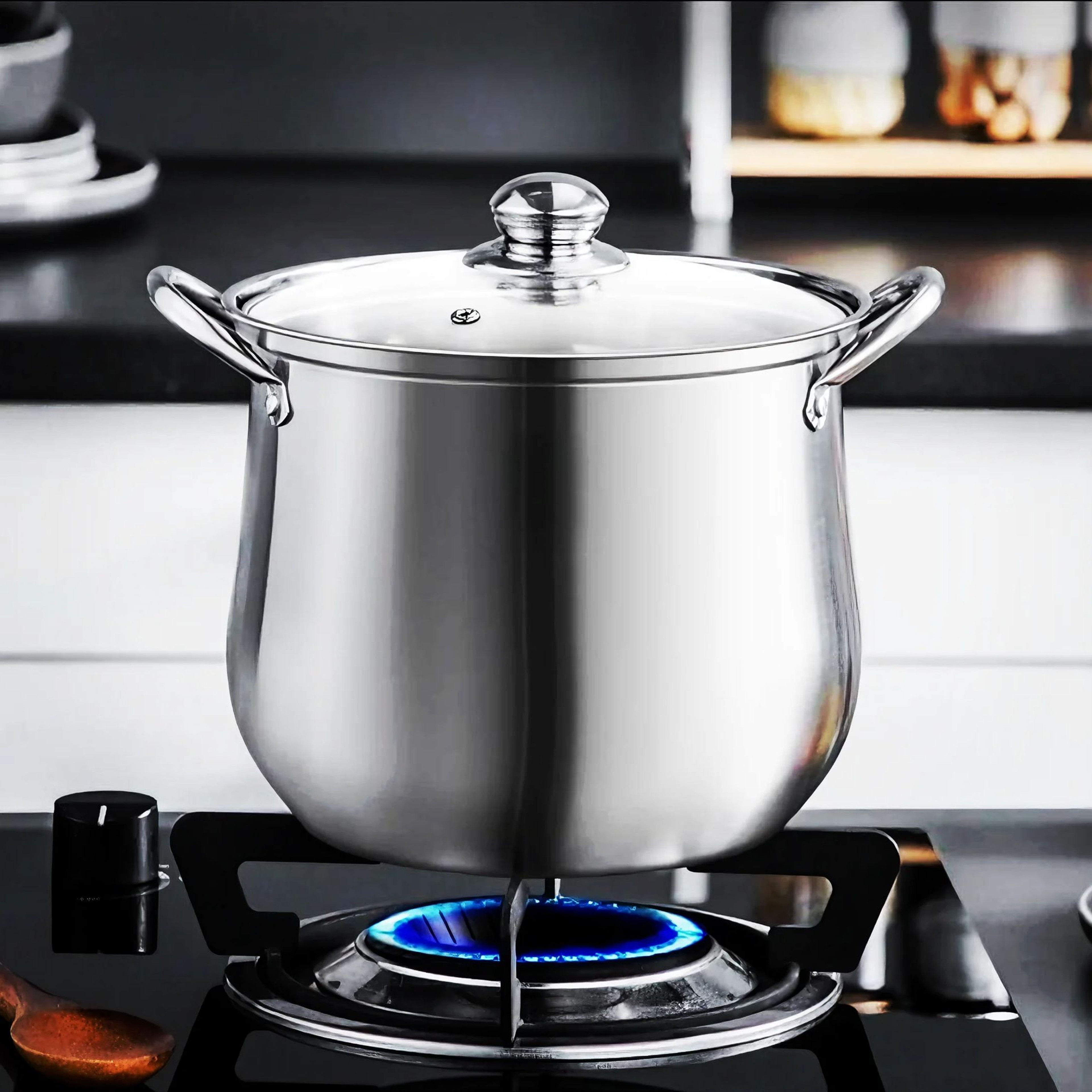 Large capacity stainless steel soup pot, household noodle cooking pot, stewed chicken soup pot, suitable for induction – view 1