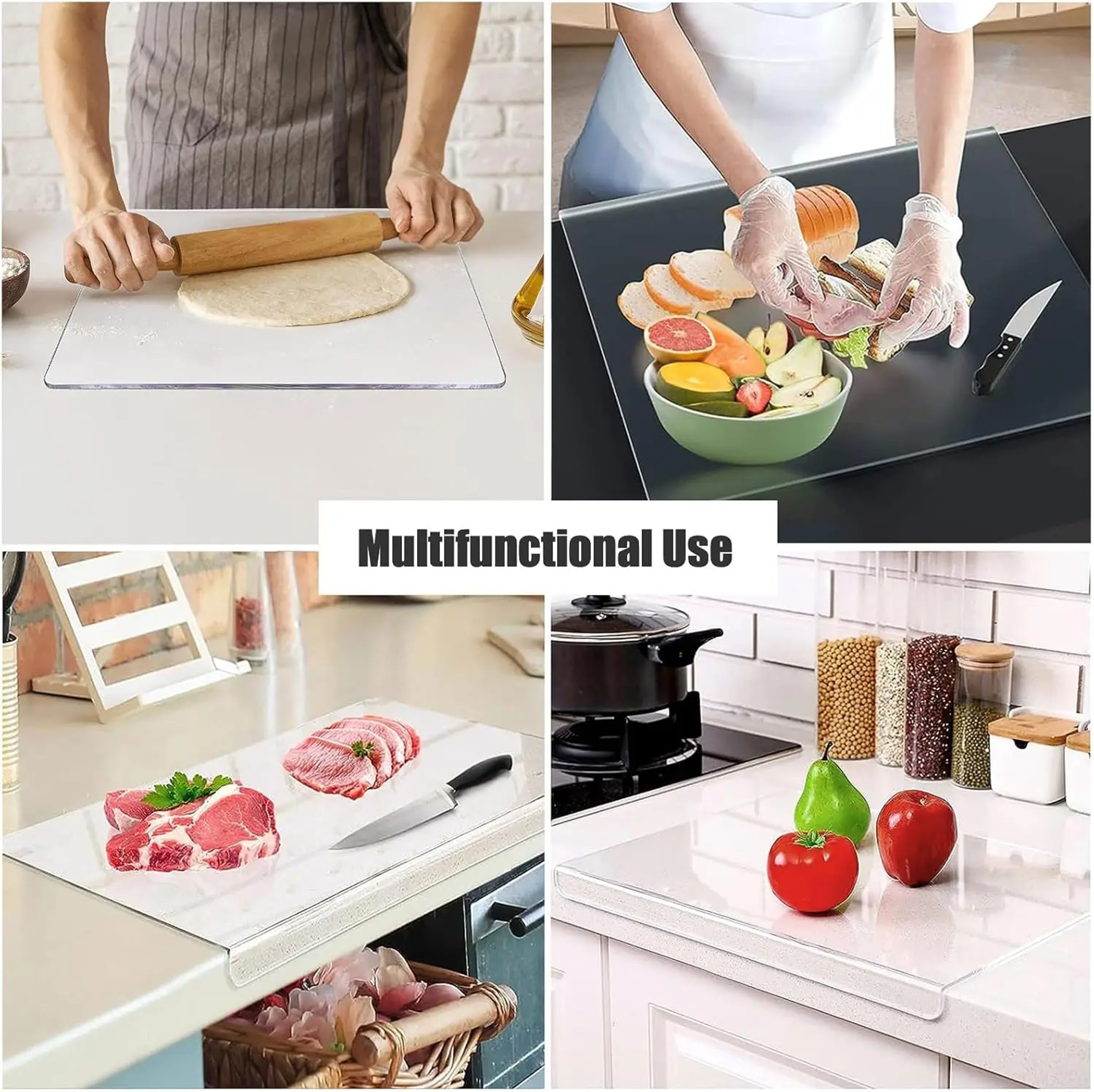 Clear Acrylic Cutting Board for Kitchen Counter with Lip, Non-Slip Charcuterie Board for Countertop, Kitchen Accessories – view 5