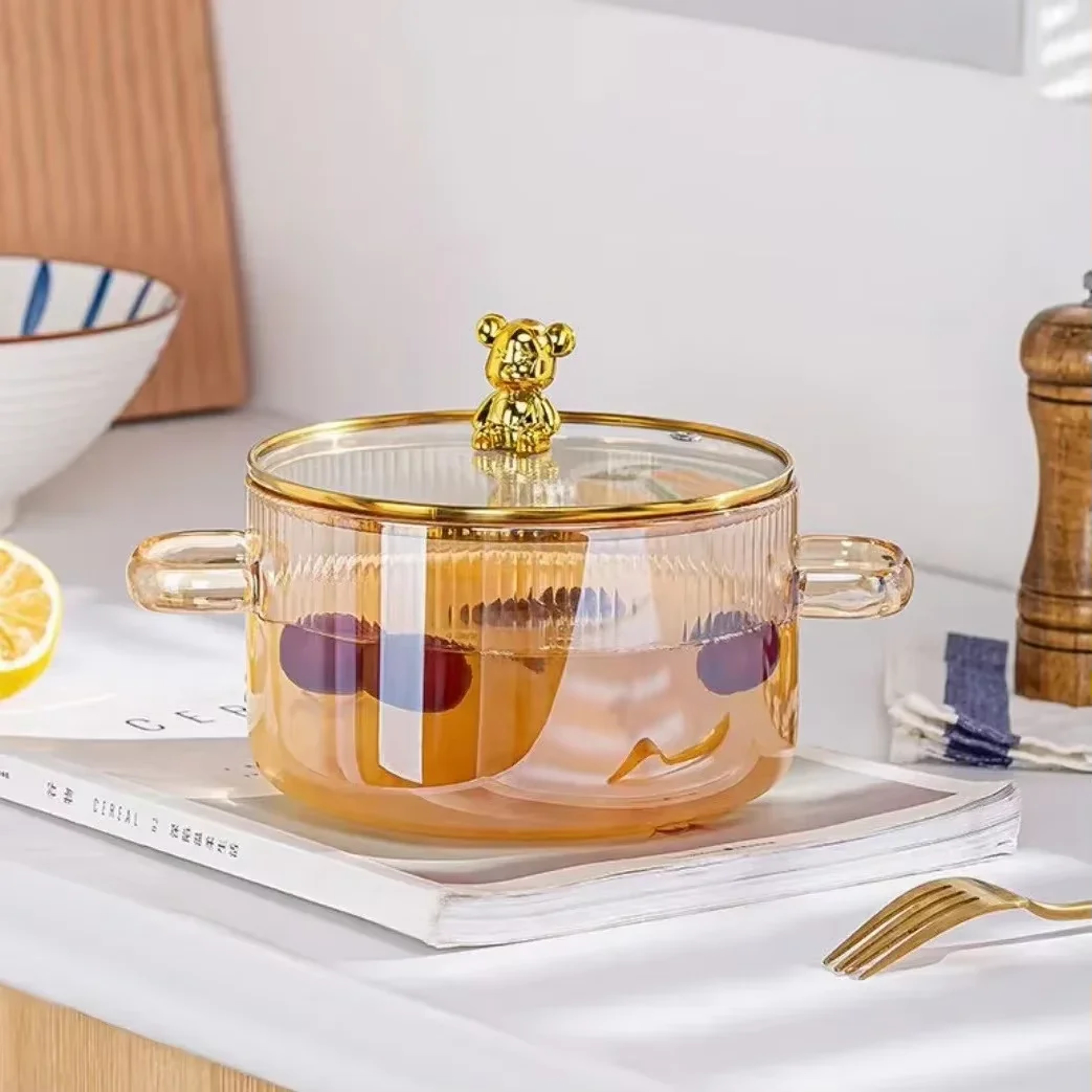 Clear Glass Saucepan With Dual Handles Soup Cooking Pot With Cover Heat Resistant Kitchen Cooking T 0