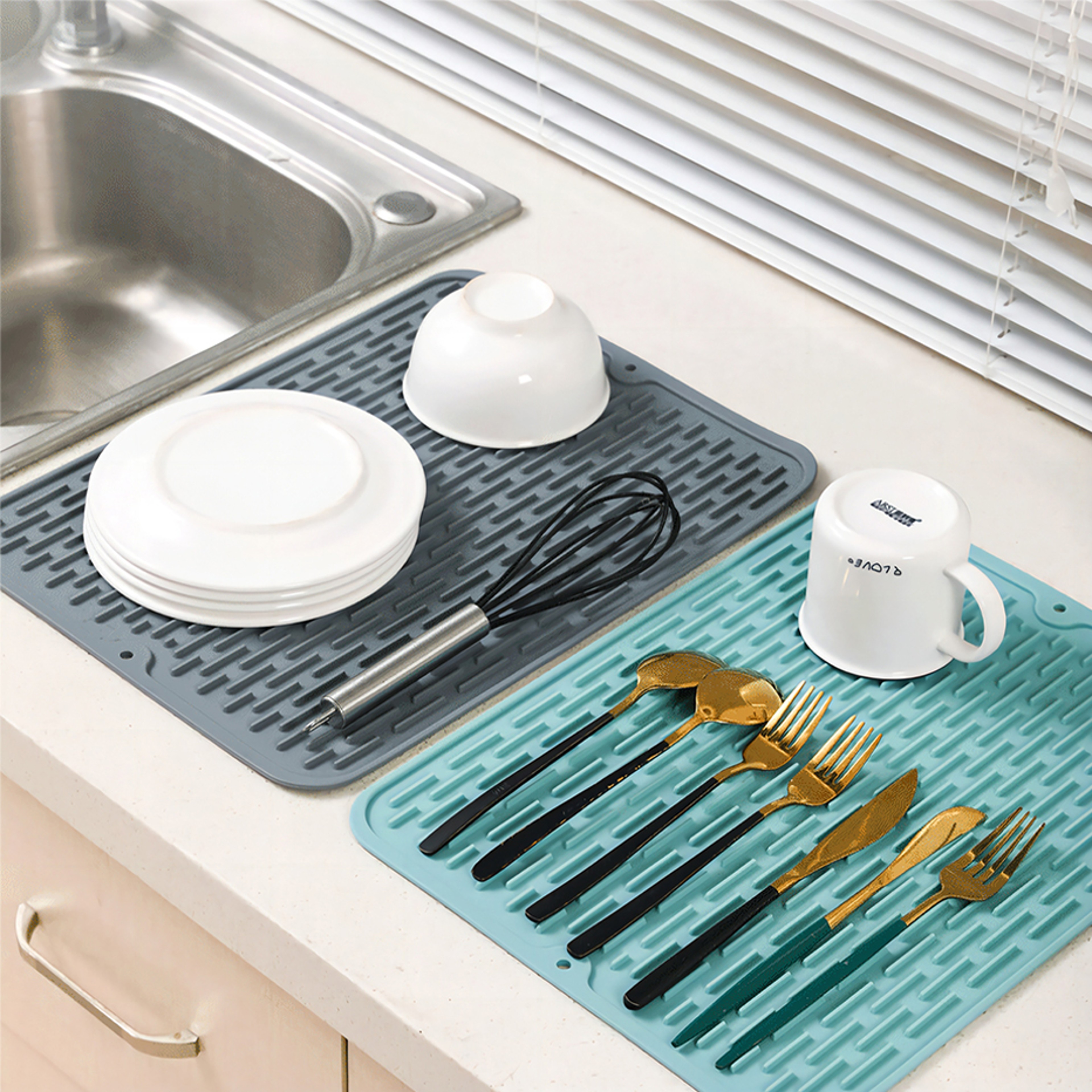 Large Size Silicone Drainer Mat, Non-Slip Heat Resistant Waterproof Dish Drying Mat, Countertop Dry Pad – view 3