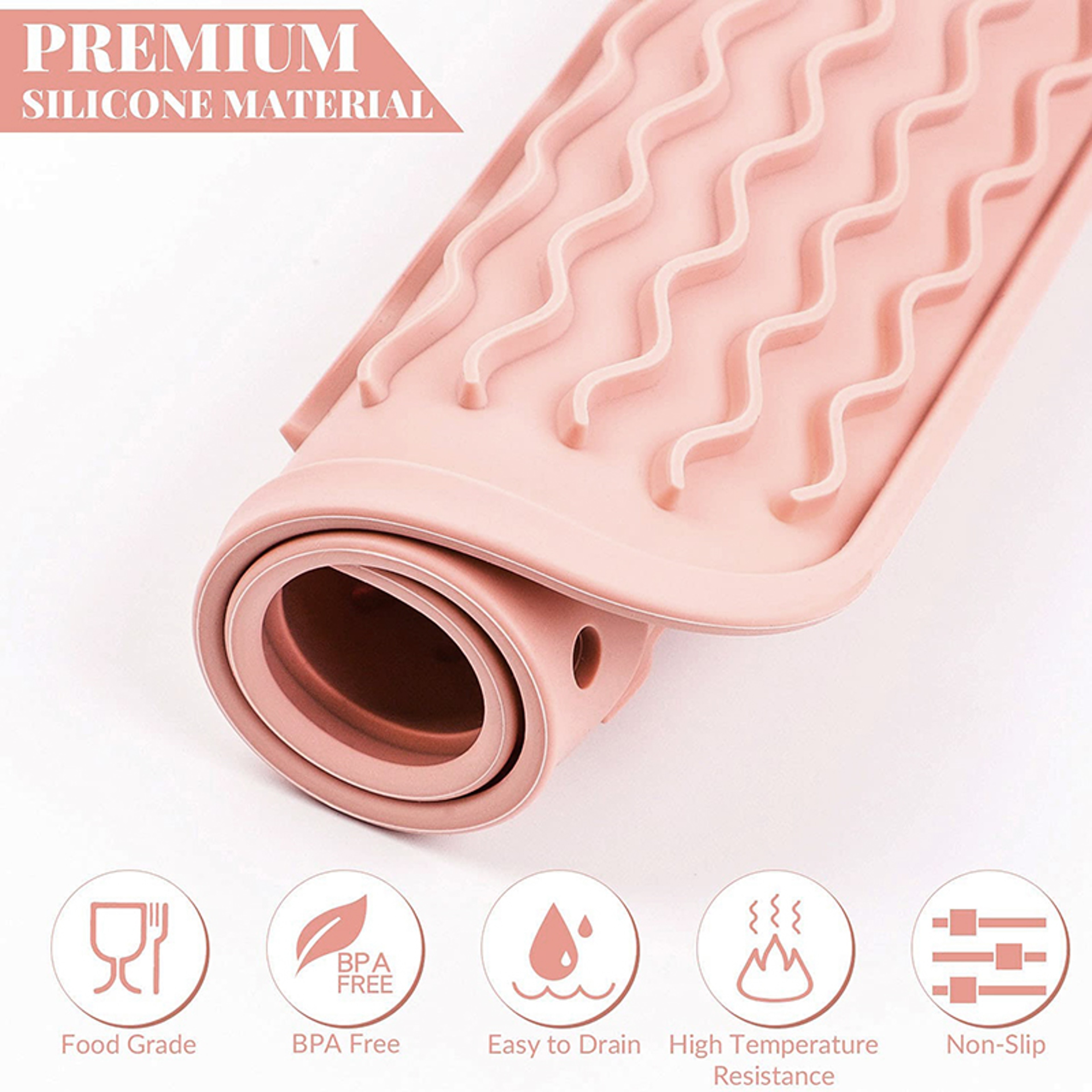 Large Size Silicone Drainer Mat, Non-Slip Heat Resistant Waterproof Dish Drying Mat, Countertop Dry Pad – view 4