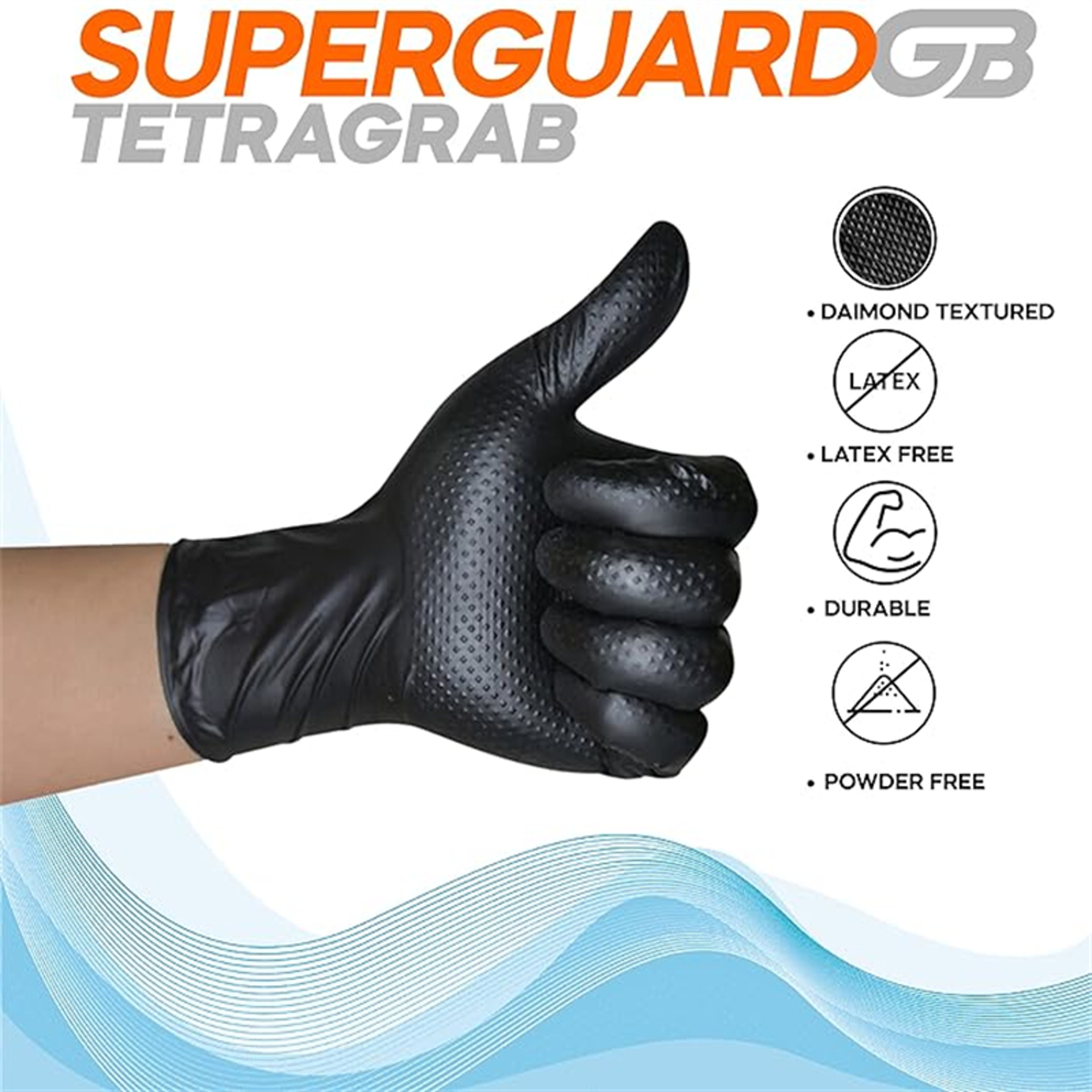 Heavy Duty Black Nitrile Gloves 8mil Disposable Latex Free Mechanic Gloves For Men Diamond Textured