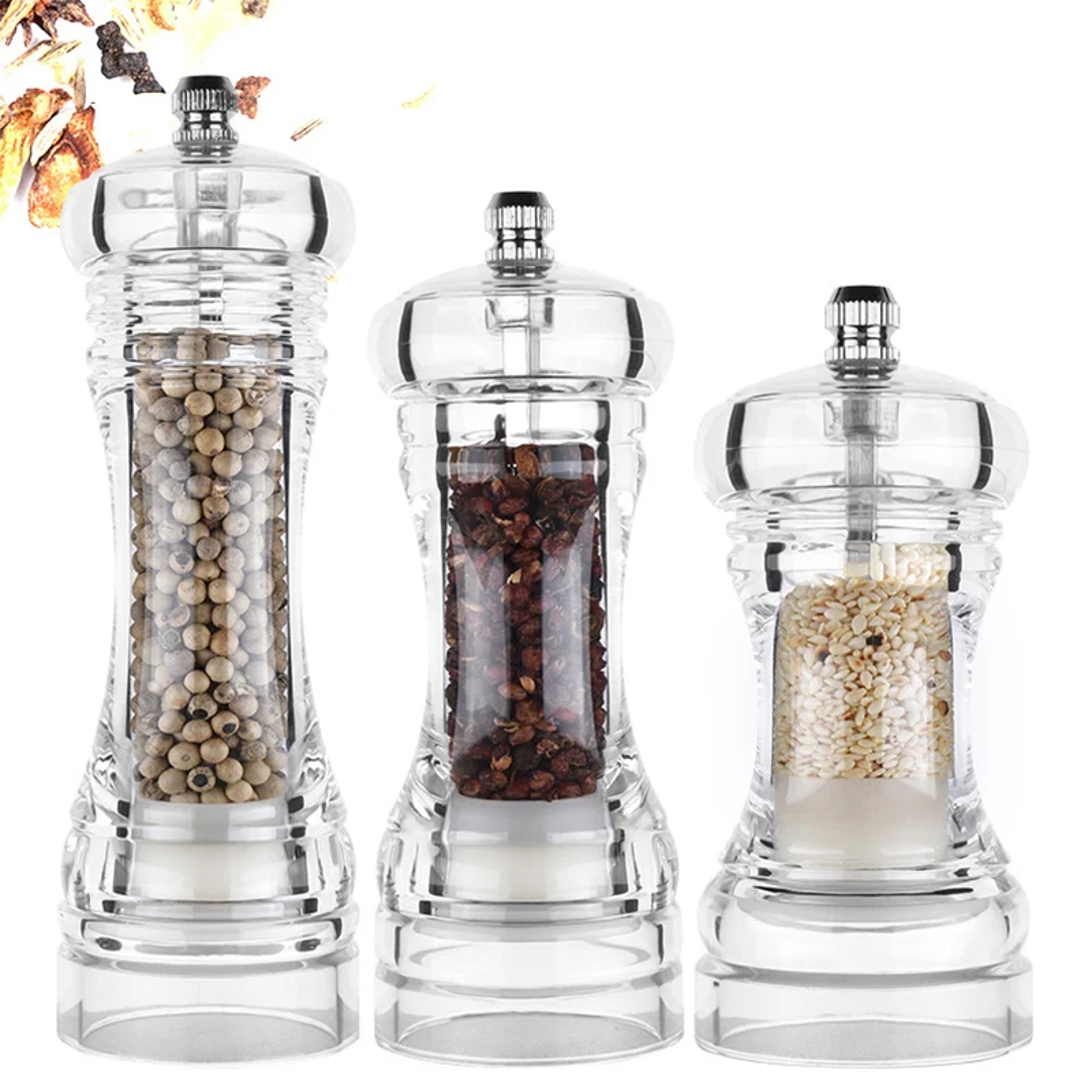 Acrylic Pepper Grinder, Adjustable Coarseness Salt and Pepper Shakers, Ceramic Rotor Kitchen Accessory – view 4