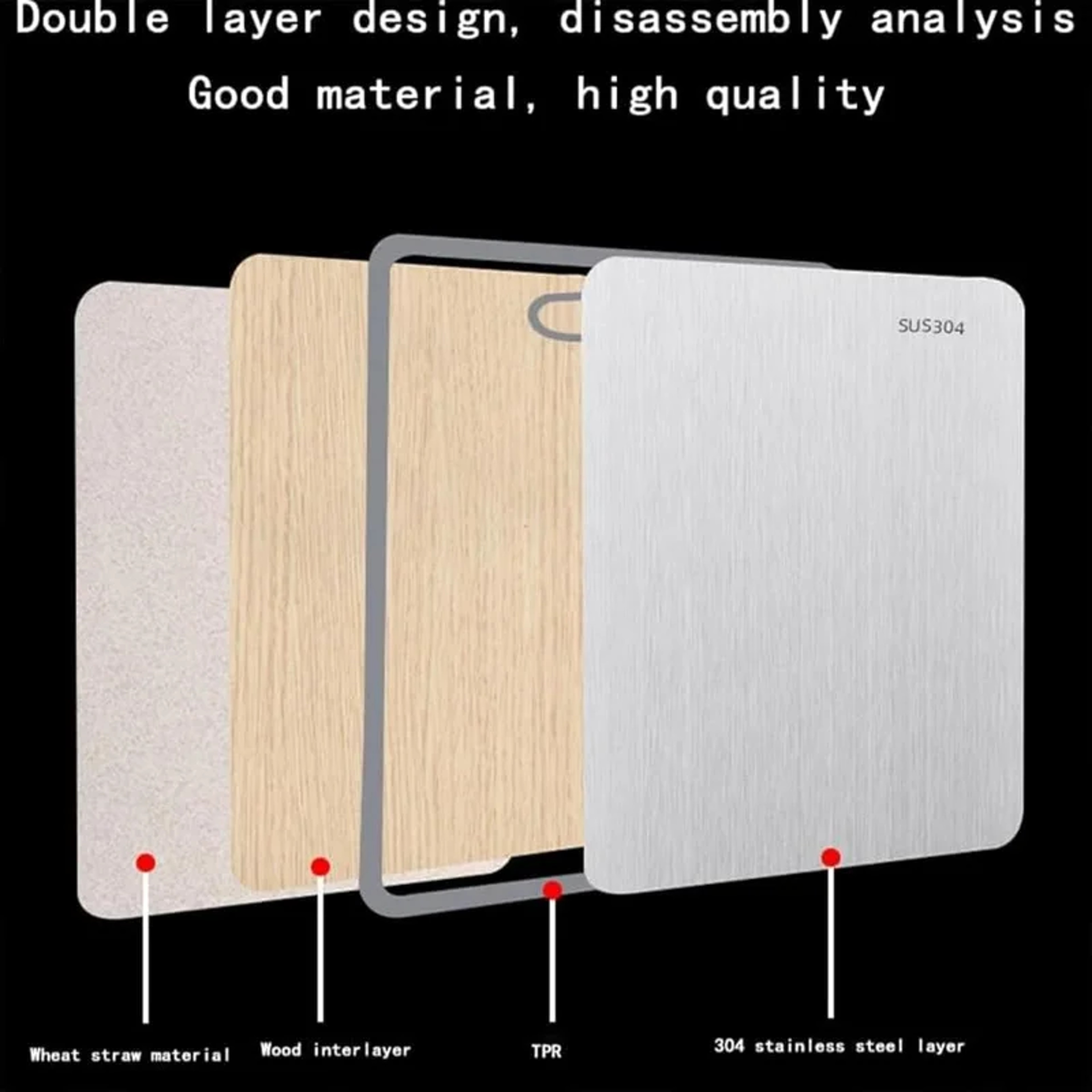 Stainless Steel Double-Sided Cutting Board for Meat, Vegetables, Fruits, Wheat Grass, Kitchen Easy Handle Board – view 5