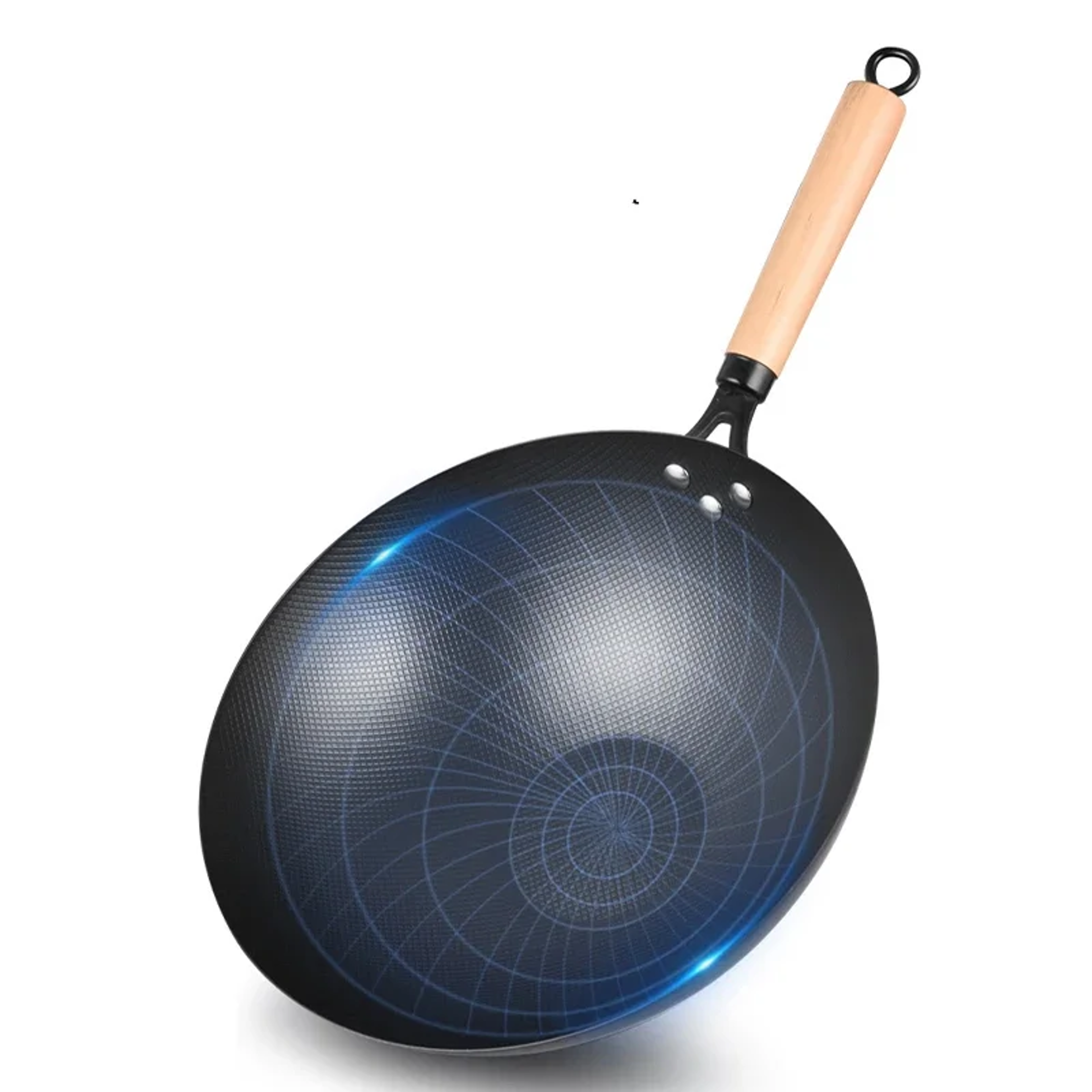 Iron Pot Wok Uncoated Non-stick Wear-resistant Kitchen Cookware with Wooden Handle – view 7