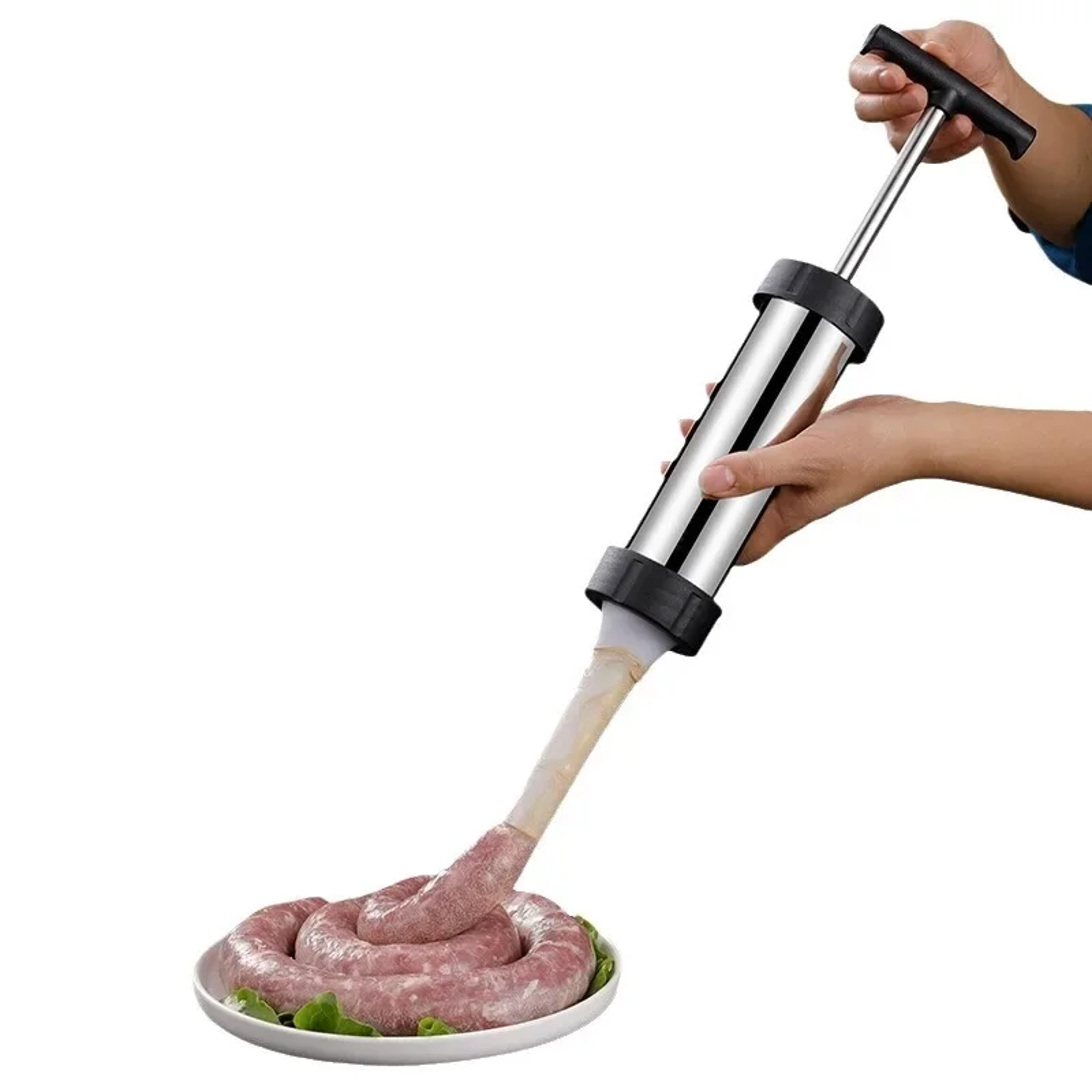 Stainless Steel Sausage Stuffer Jerky Gun Manual Meat Syringe Homemade Sausage Tool Small Sausage F