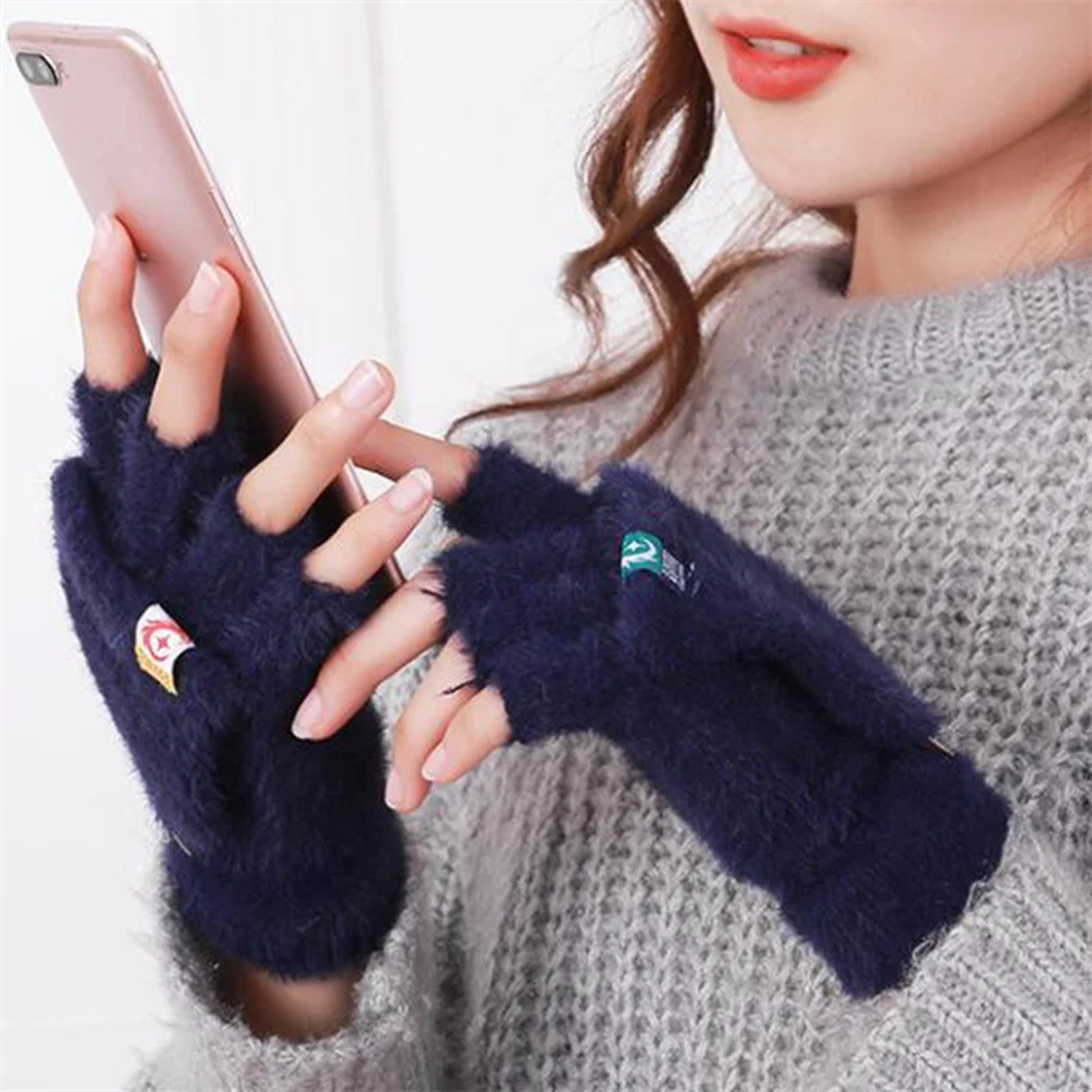 Women's Plush Fingerless Gloves, Soft, Warm Winter Mitten for Cold Protection – view 5