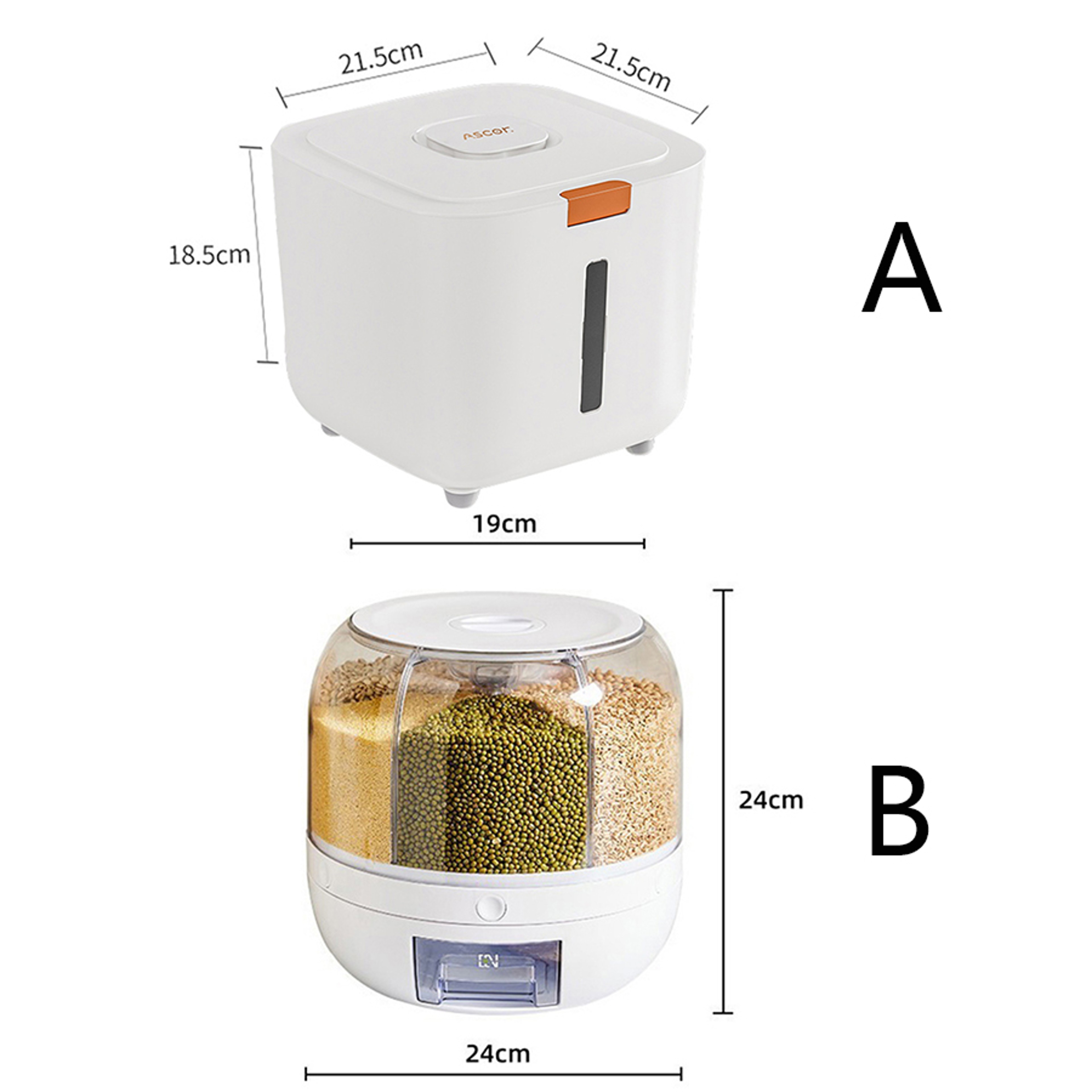 Food Dispenser Airtight Kitchen Storage Container for Grains, Cereal Dry Goods – view 5