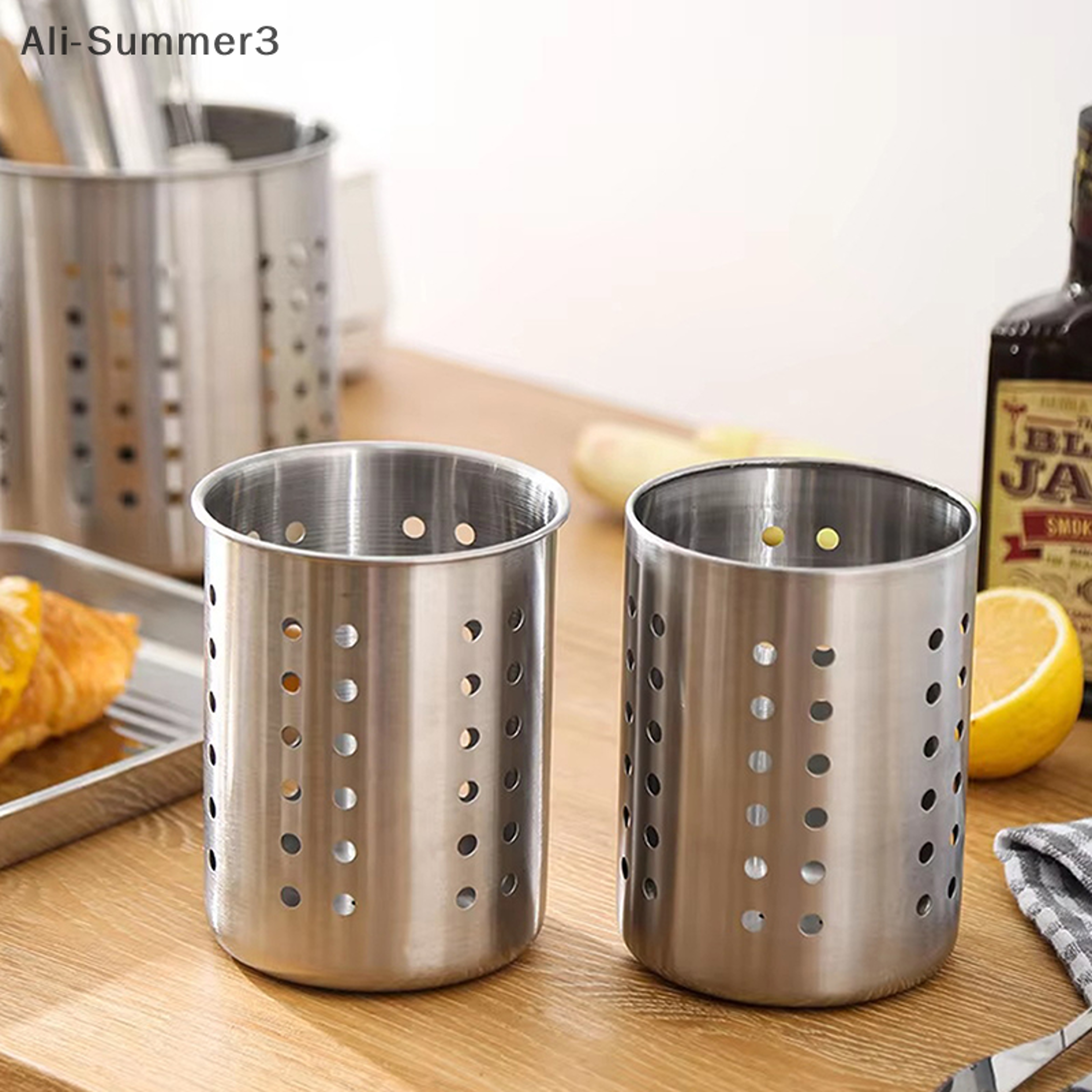 Kitchen Storage Basket, Stainless Steel Cutlery Organizer, Spoon Fork Holder – view 2