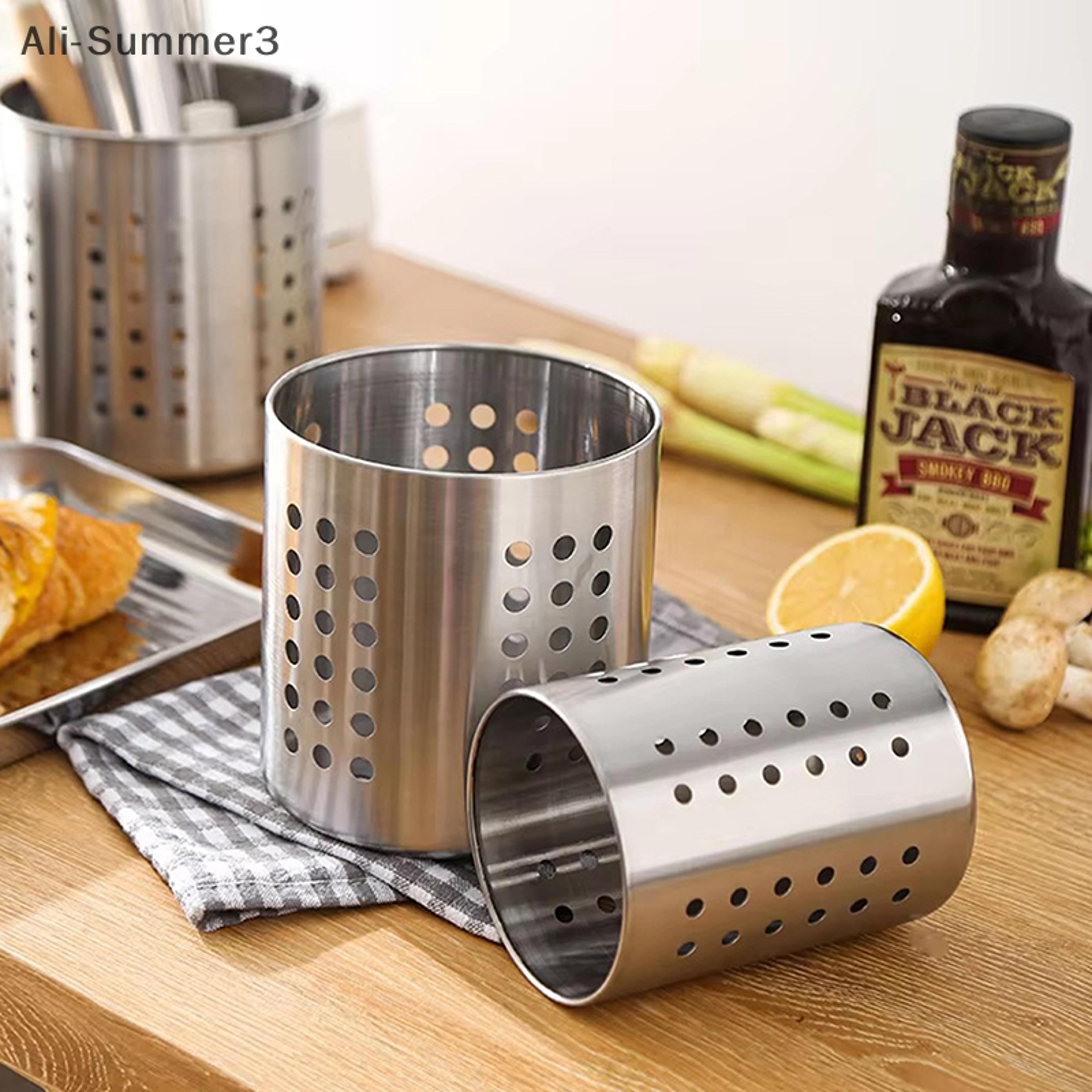 Kitchen Storage Basket, Stainless Steel Cutlery Organizer, Spoon Fork Holder – view 4