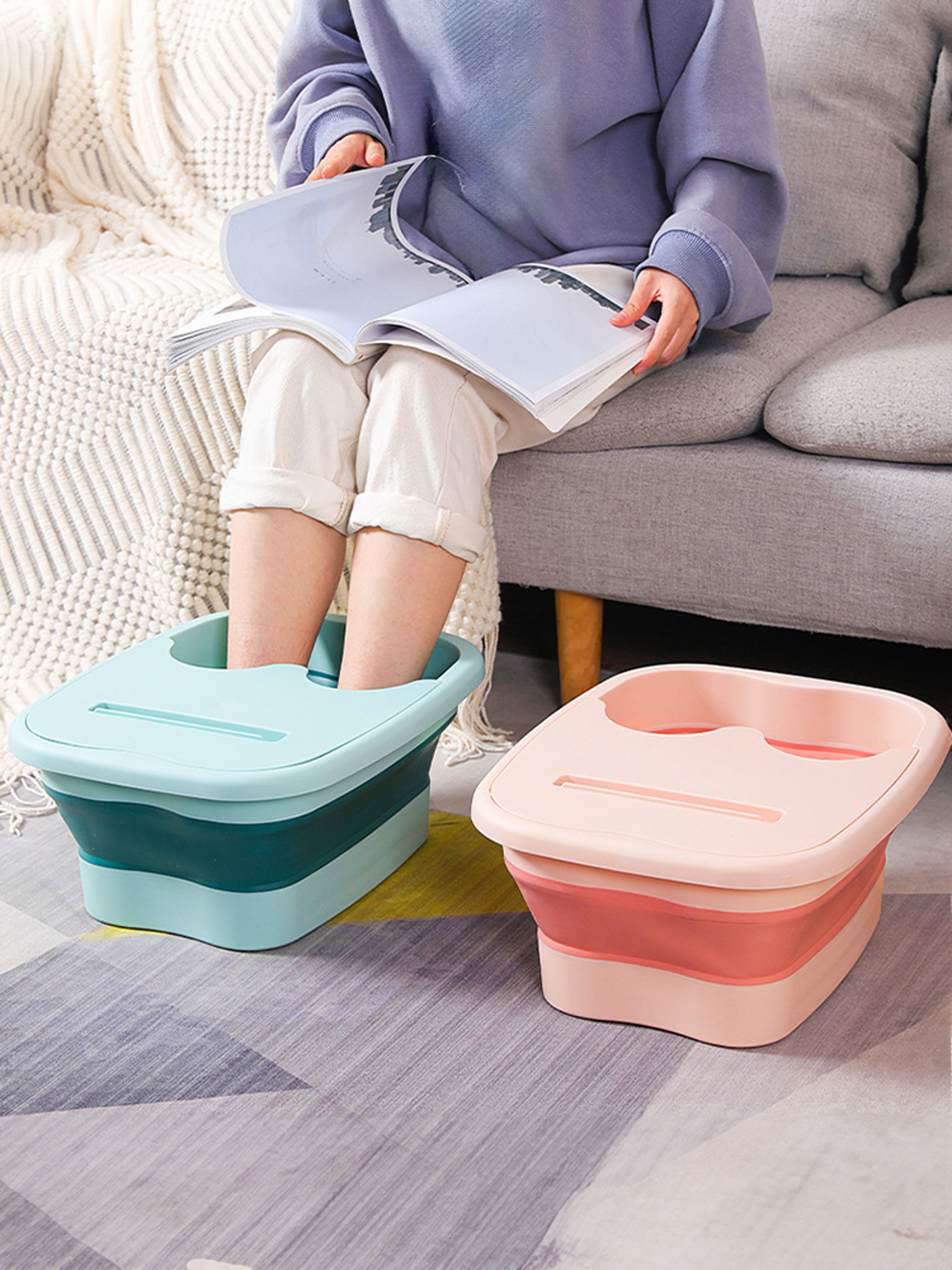 Folding Basin Spa Foot Bath Bucket Pedicure Bath Bathtub Foldable Footbath Massage Bucket For Relax 0