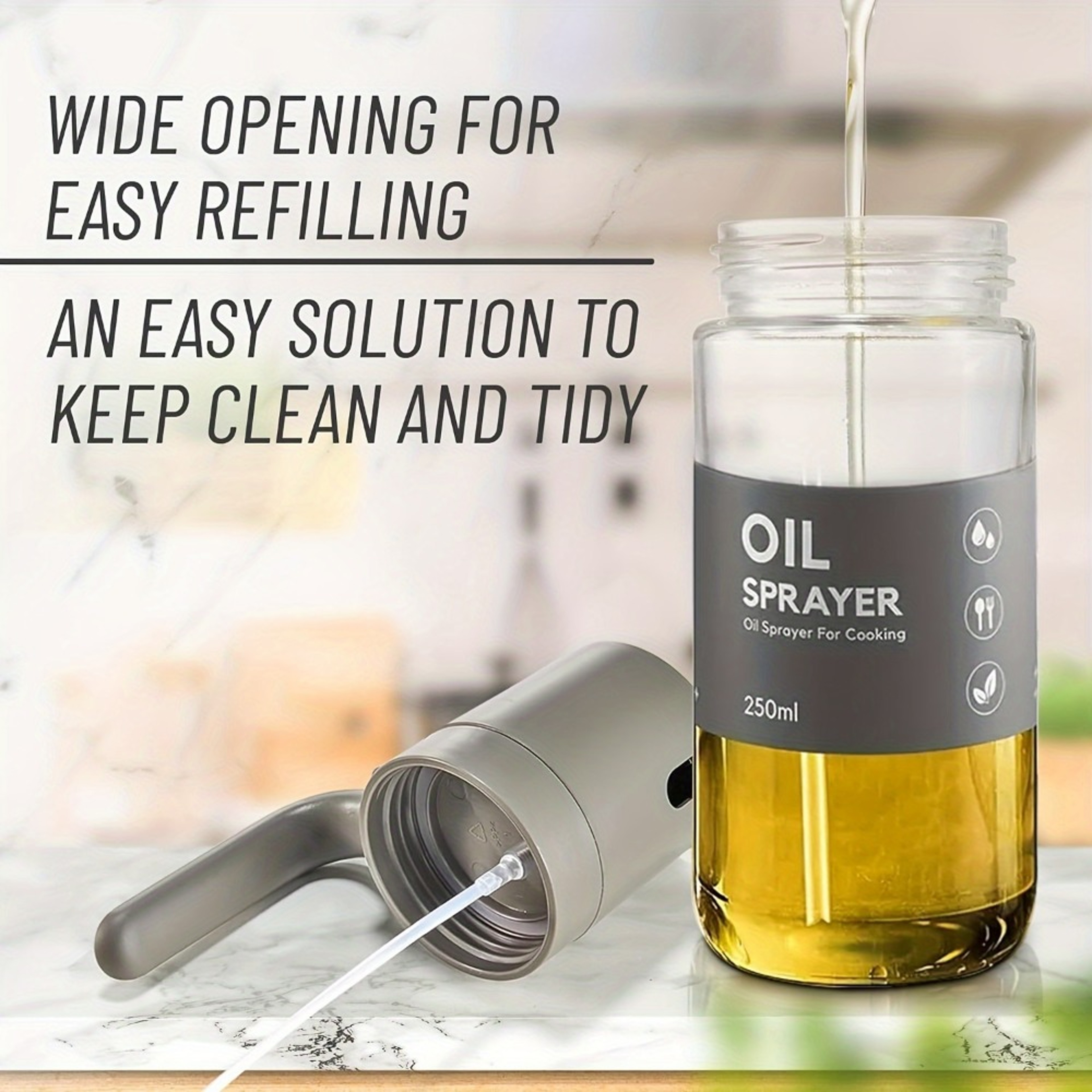 Glass Oil Spray Bottle Cruet Dispenser Set Kitchen Gadgets Extra Virgin Olive Oil Sprayer For Campi 3