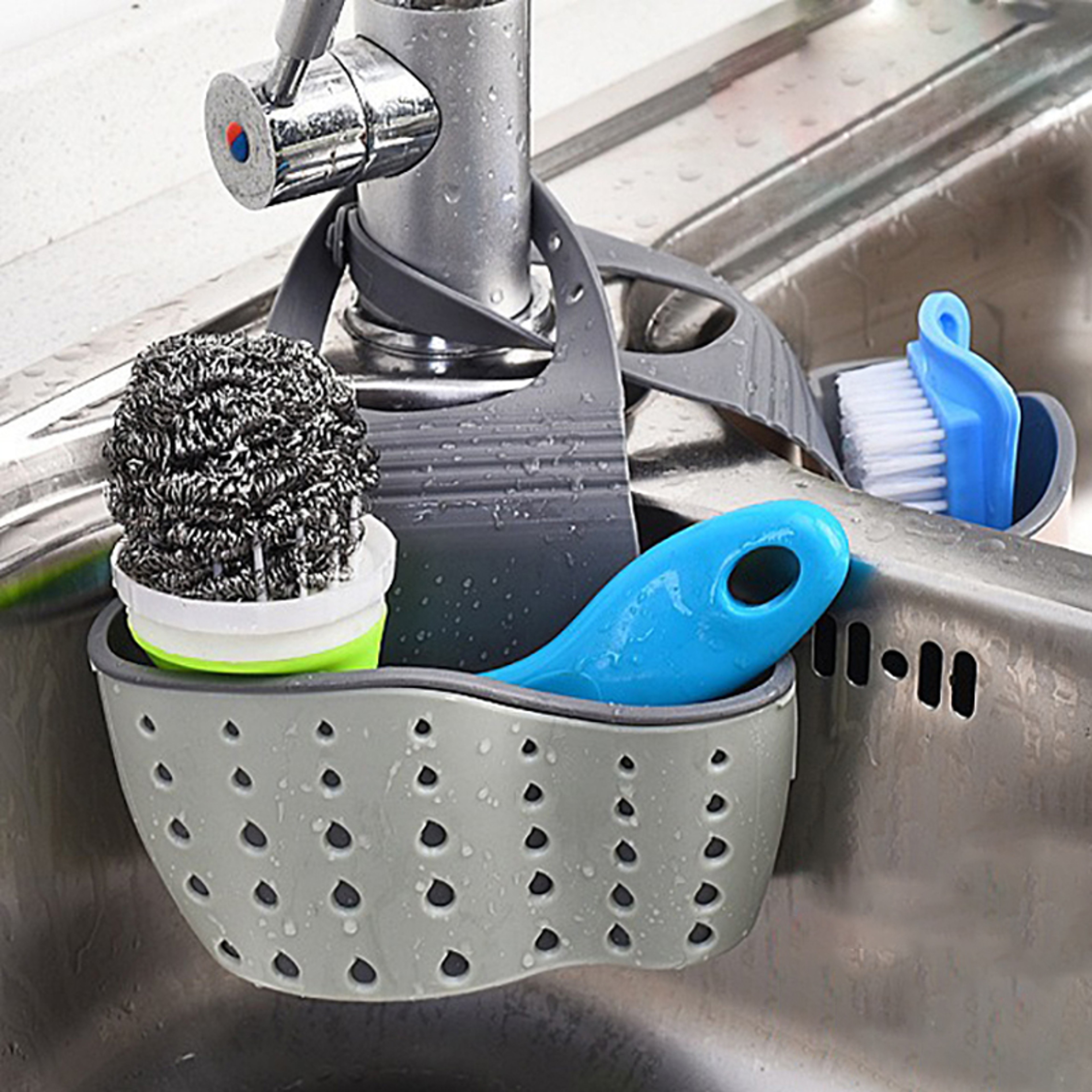 Kitchen Sink Sponge Holder, Sink Accessories Organizer, Under Sink Storage Solution – view 1