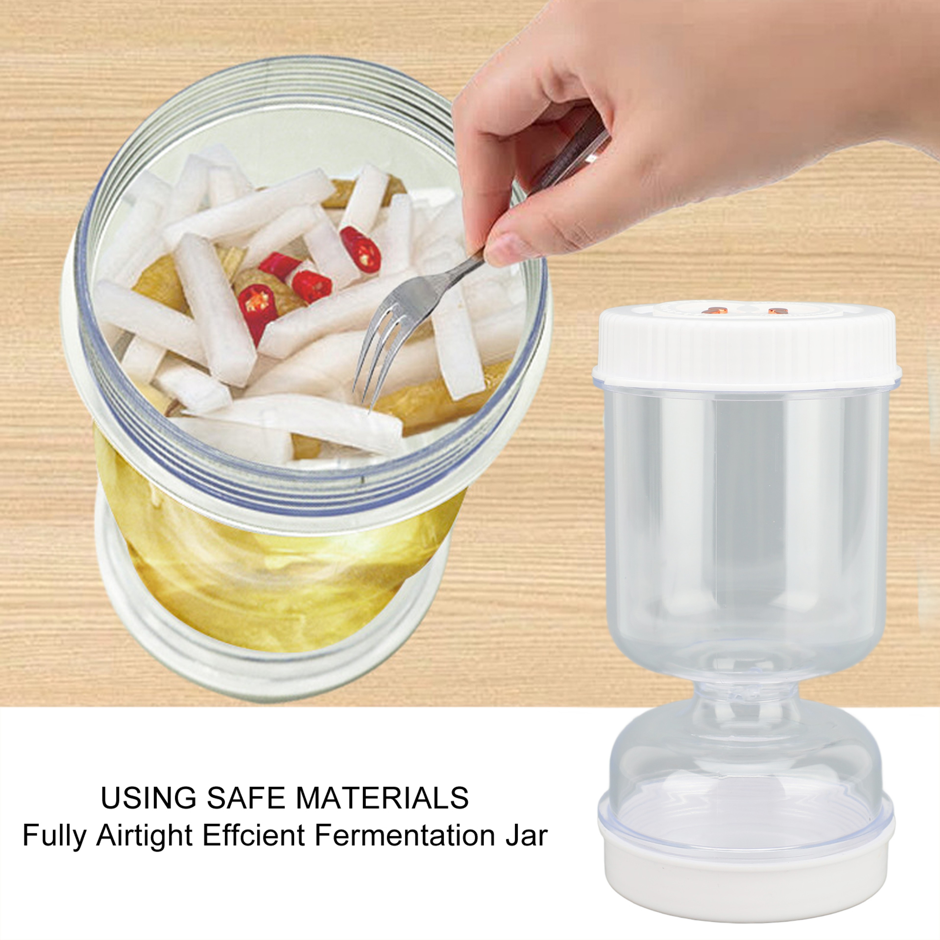 Pickle Olive Hourglass Jar, Pickle Juice Separator for Gherkin, Jalapeno, Dry Wet Separation, Leakproof Design – view 1
