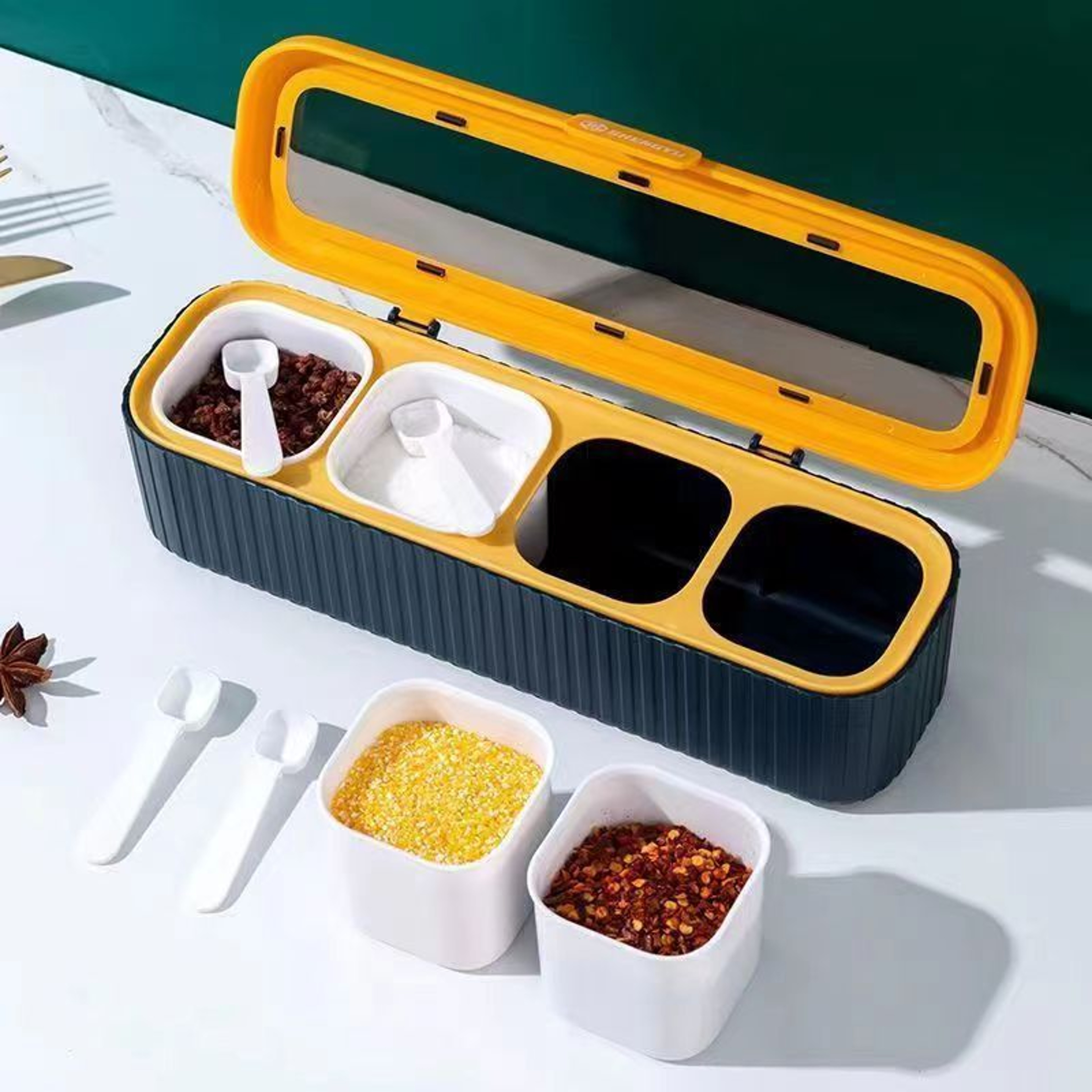Crystal Seasoning Box, Spice Rack Seasoning Storage Container with Spoon, Spice Pots for Pepper and Kitchen Tools – view 1