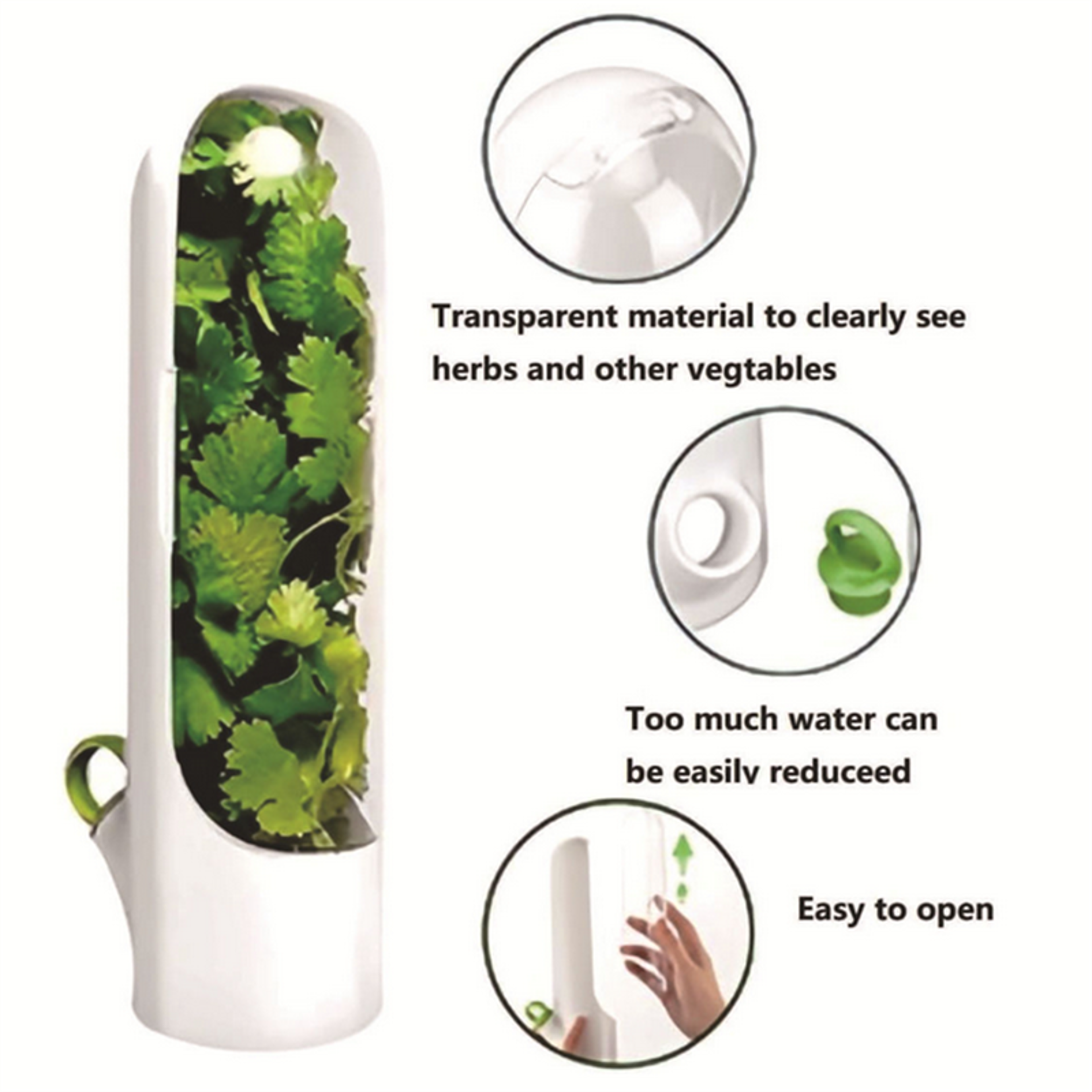Herb Saver Storage Container, Fresh Herb Keeper for Vegetables, Vanilla Preservation Bottle for Refrigerator Kitchen – view 5