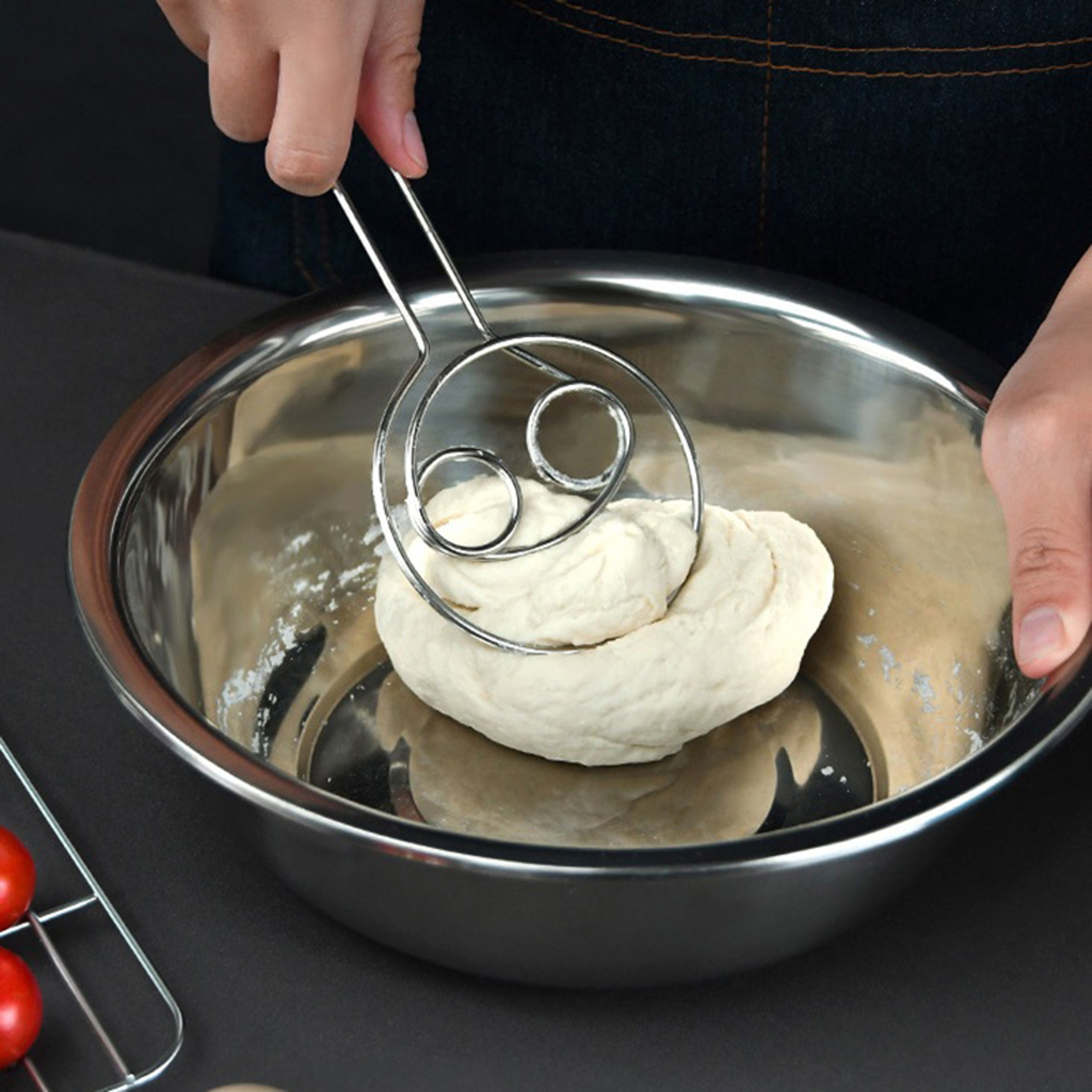 Stainless Steel Dough Whisk, Mixer Blender for Bread Making, Kitchen Flour Whisk Baking Tools – view 4