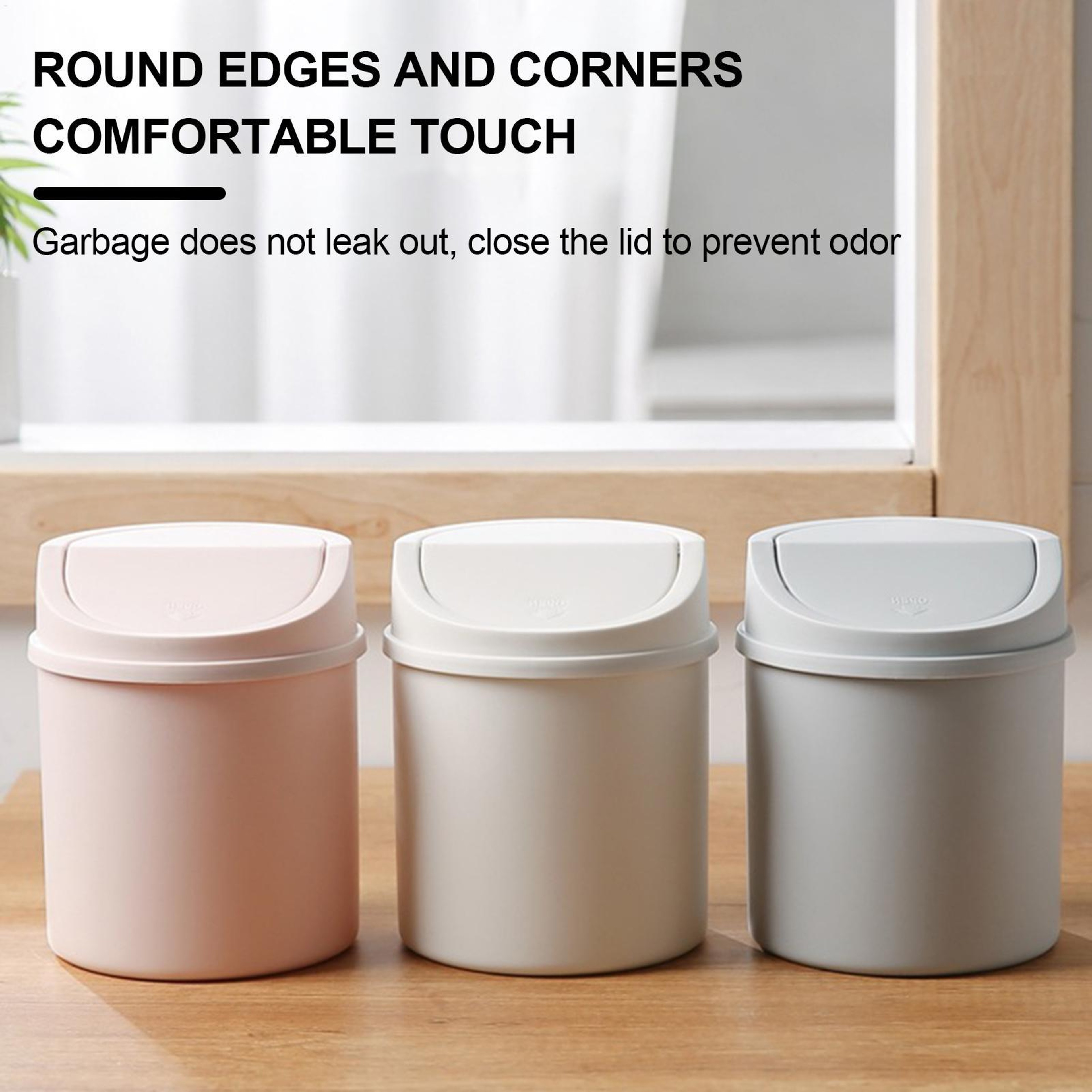 Mini Desktop Bin With Lid Small Trash Can For Tabletop Bedroom Waste Bin With Durable ScrewOff Caps 2