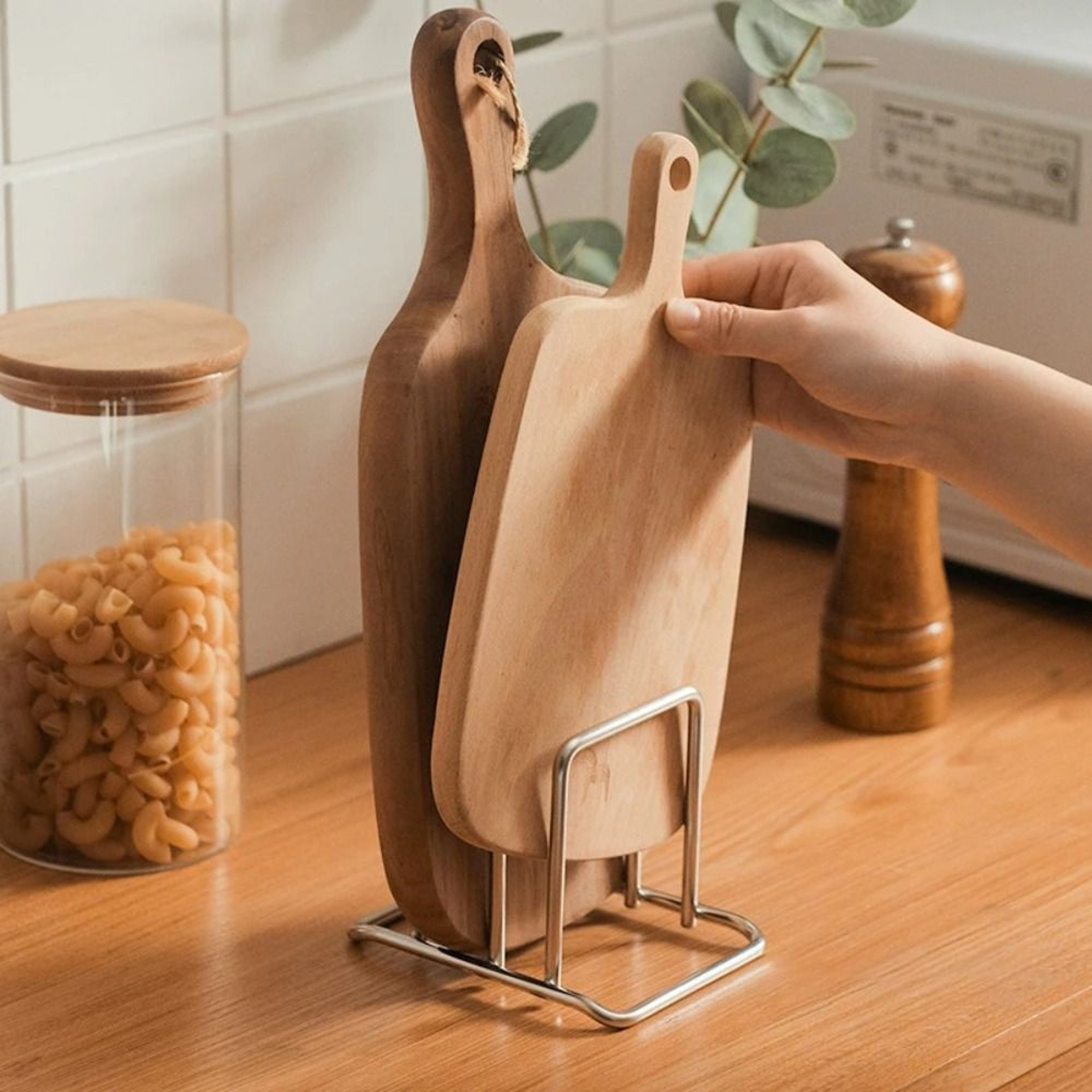 Portable Stainless Steel Cutting Board Holder, Sectional Space Saving Chopping Board Organizer, Rustproof Kitchen Storag – view 2