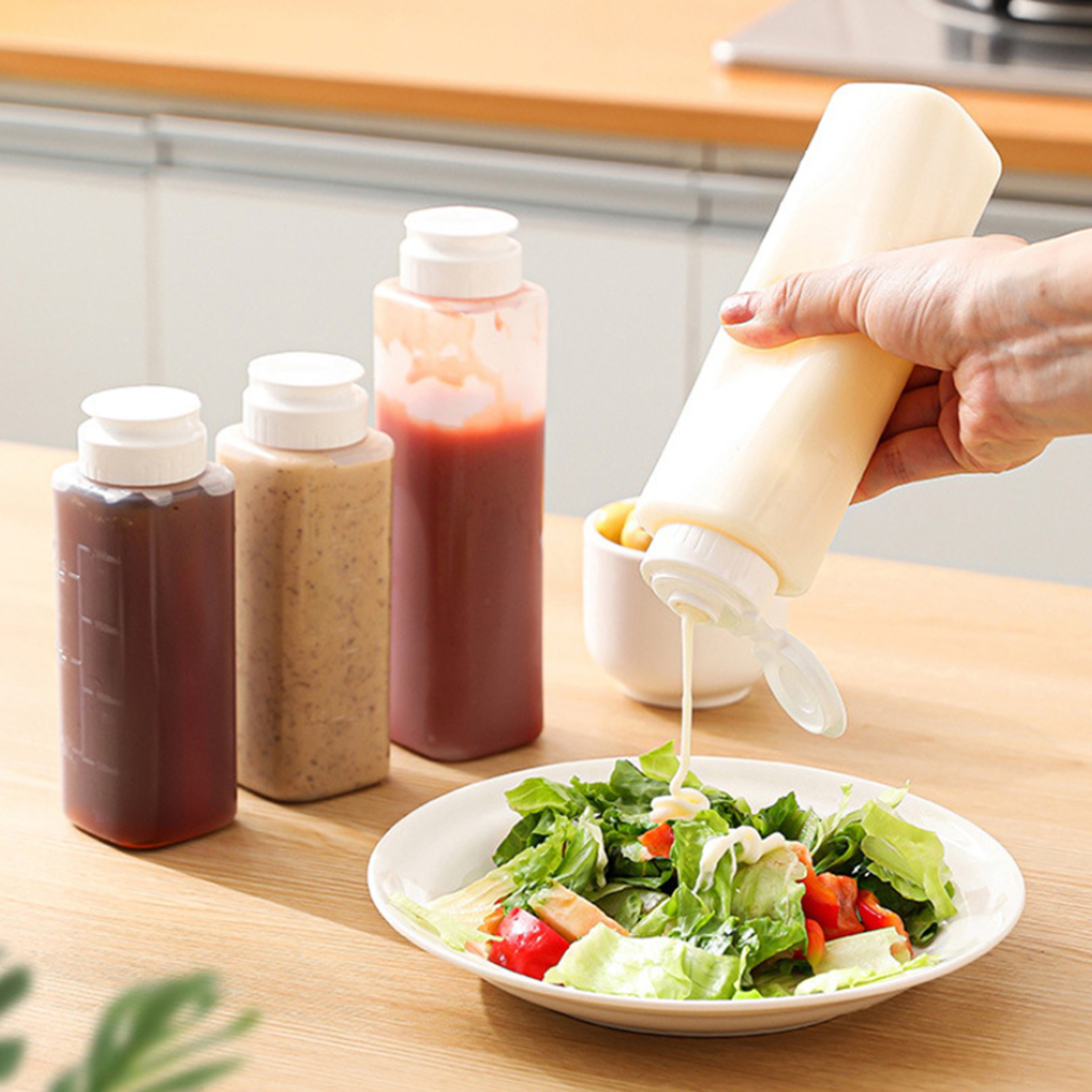 Condiment Squeeze Bottle Clear Ketchup Mustard Mayonnaise Dispenser Honey Sauce Storage Container 0
