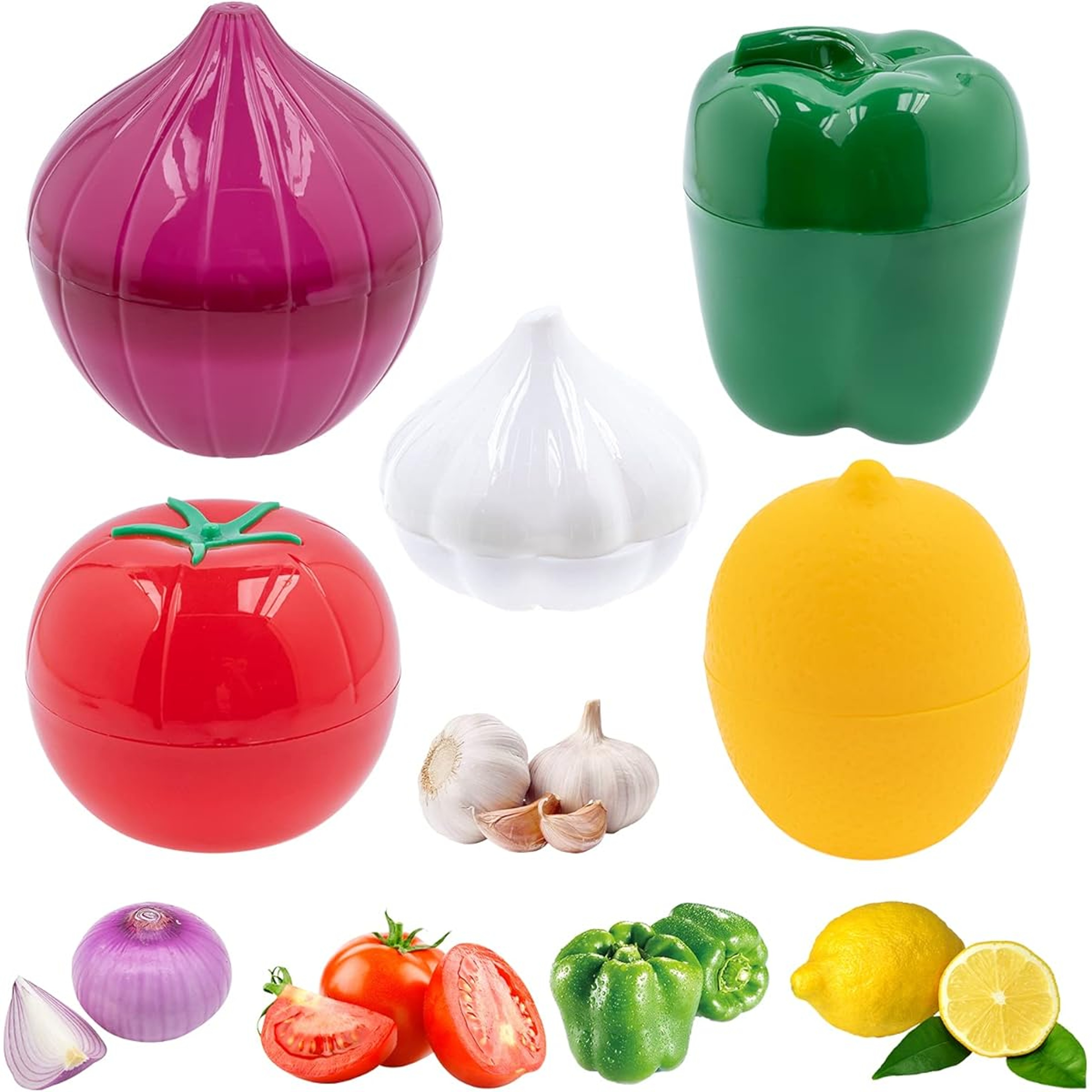 Plastic Food Storage Box for Vegetables, Fruit, Onion, Garlic Sealed Kitchen Crisper Containers for Fresh Storage – view 2