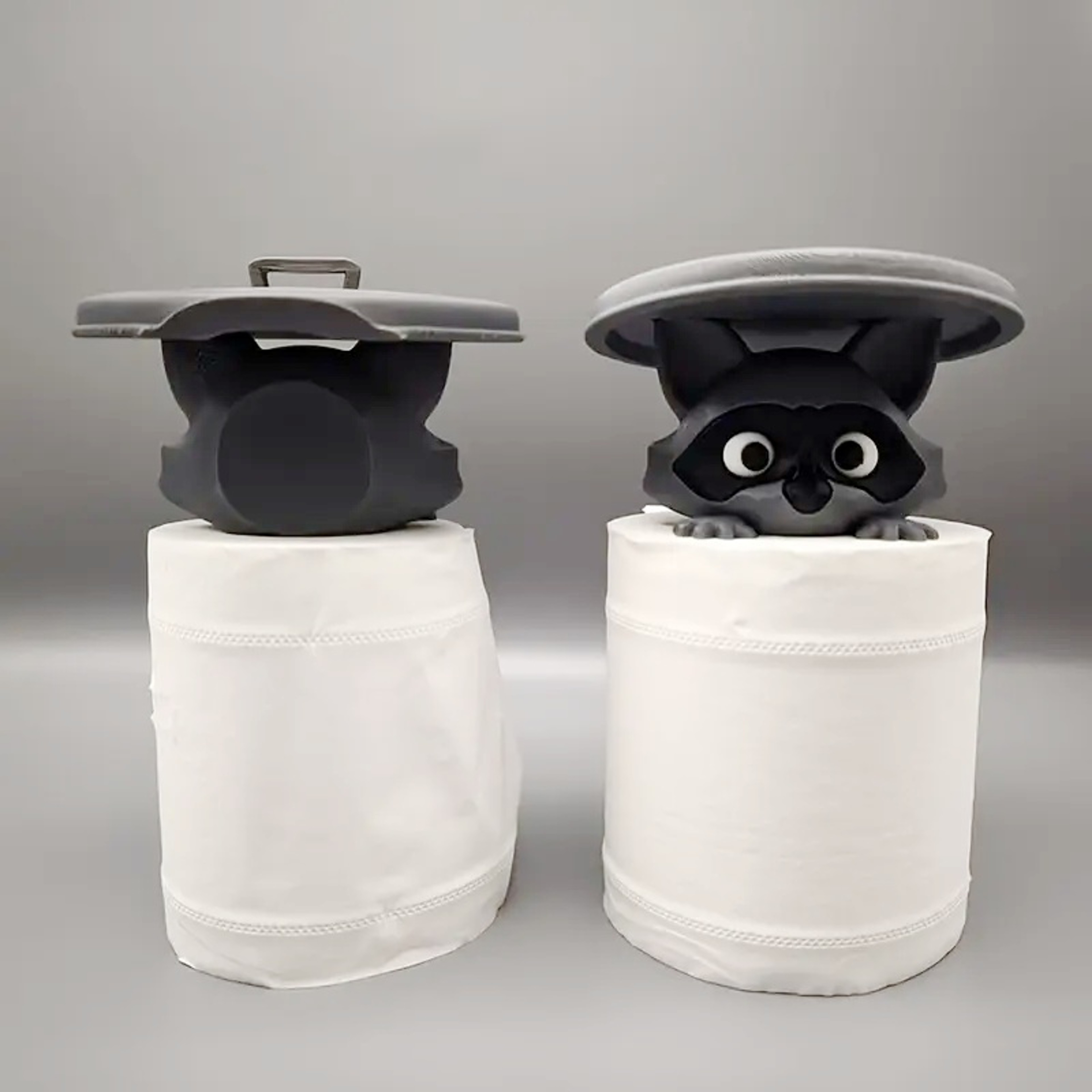 Adorable Printed Raccoon Toilet Roll Paper Holder White Plastic Playful Bathroom Decor Tissue Holde 5
